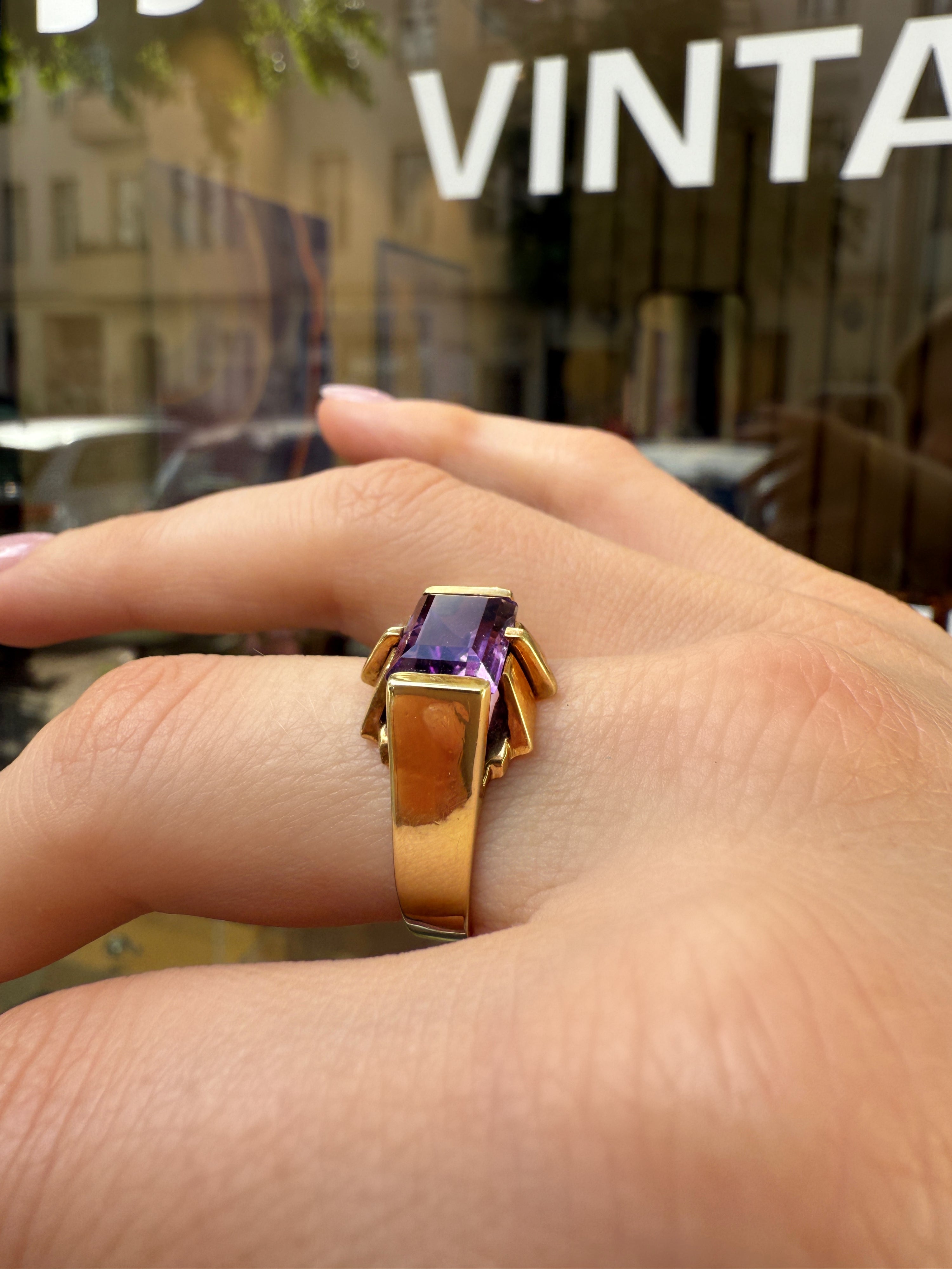 #1065 Massiver 14k Ring mit Amethyst - RG 58