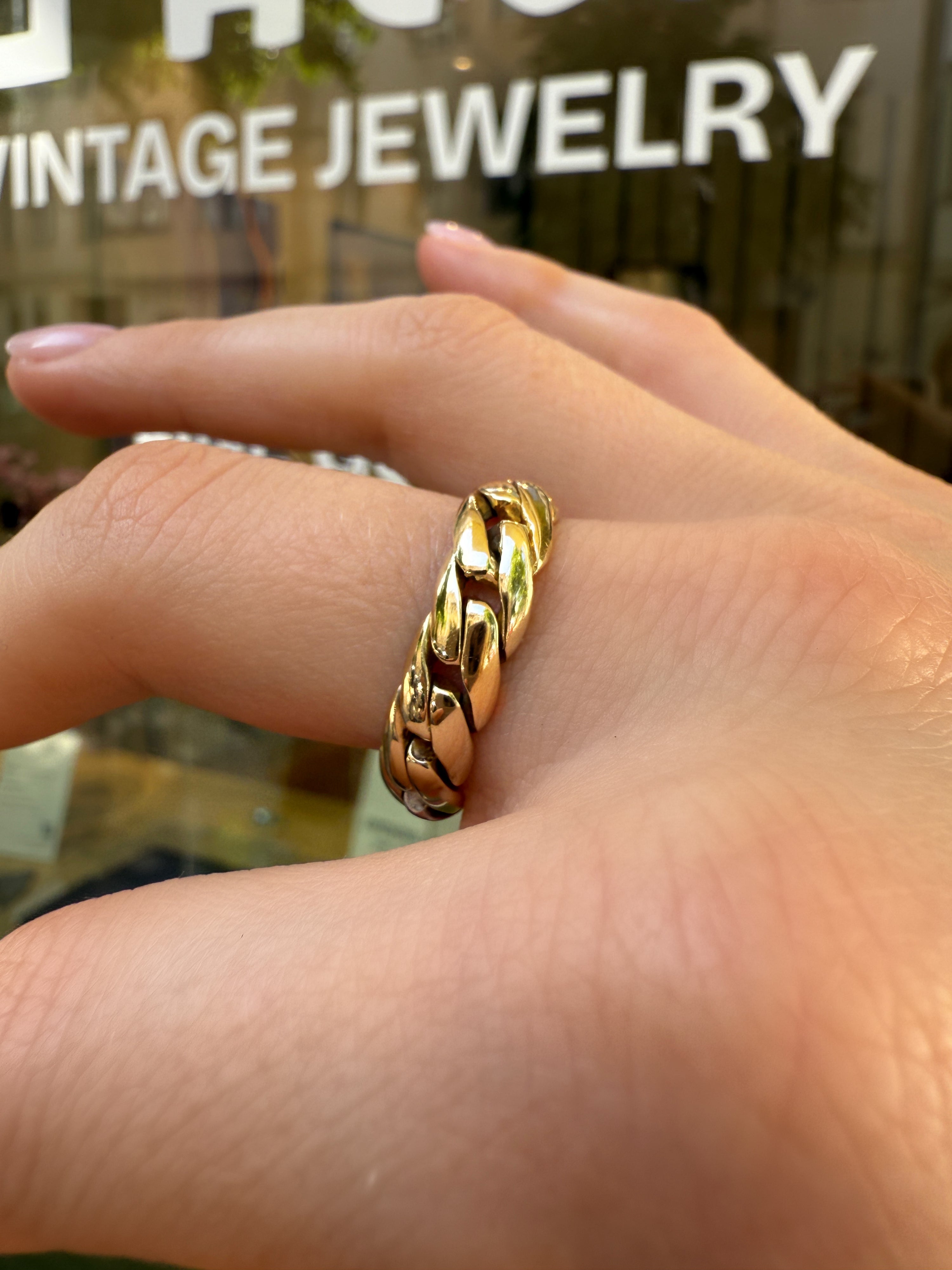 #1061 Flexibler 14k Kettenring mit 20 Diamanten  - RG 60