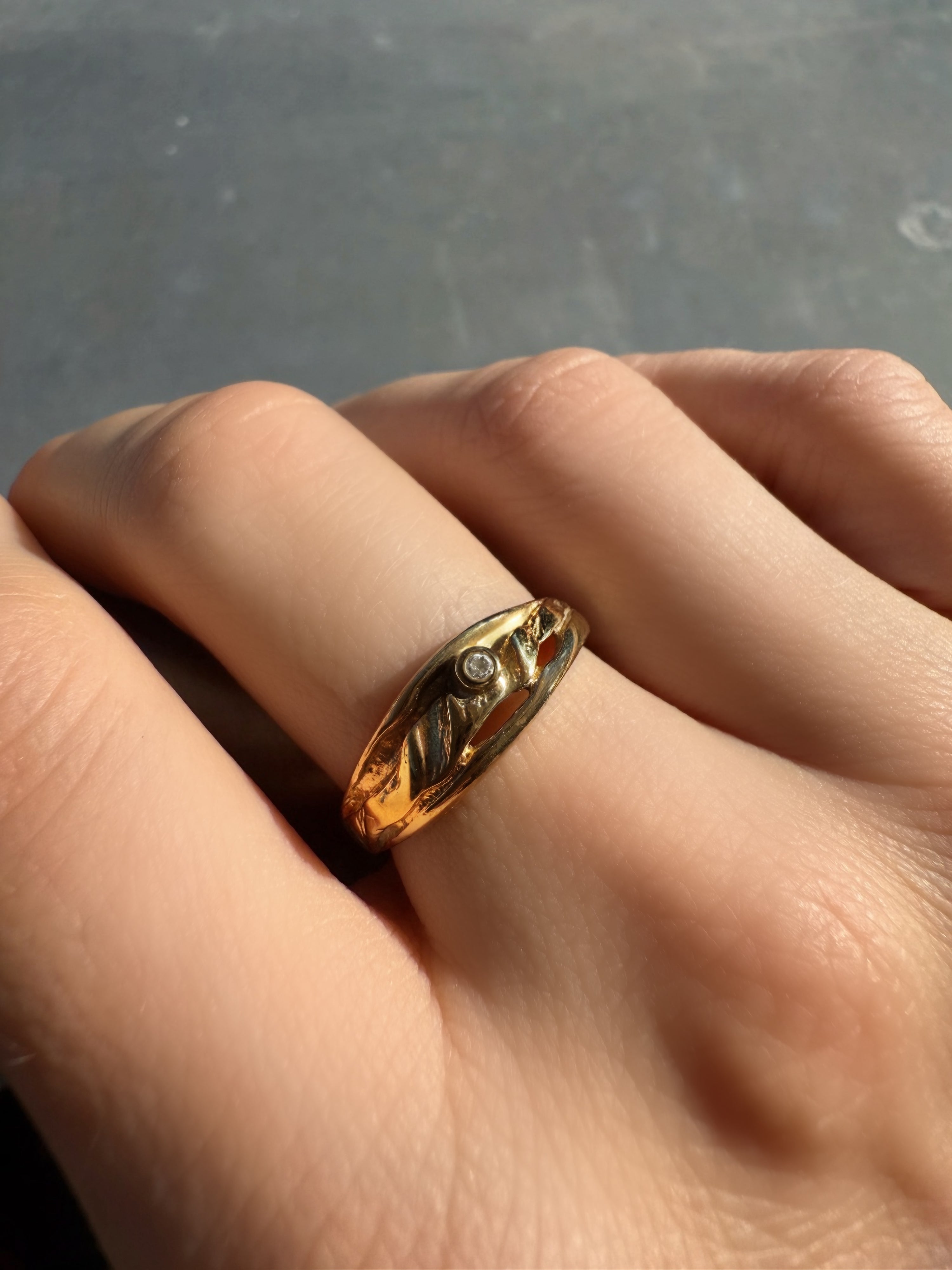 #16 Chunky Vintage Ring mit Diamant