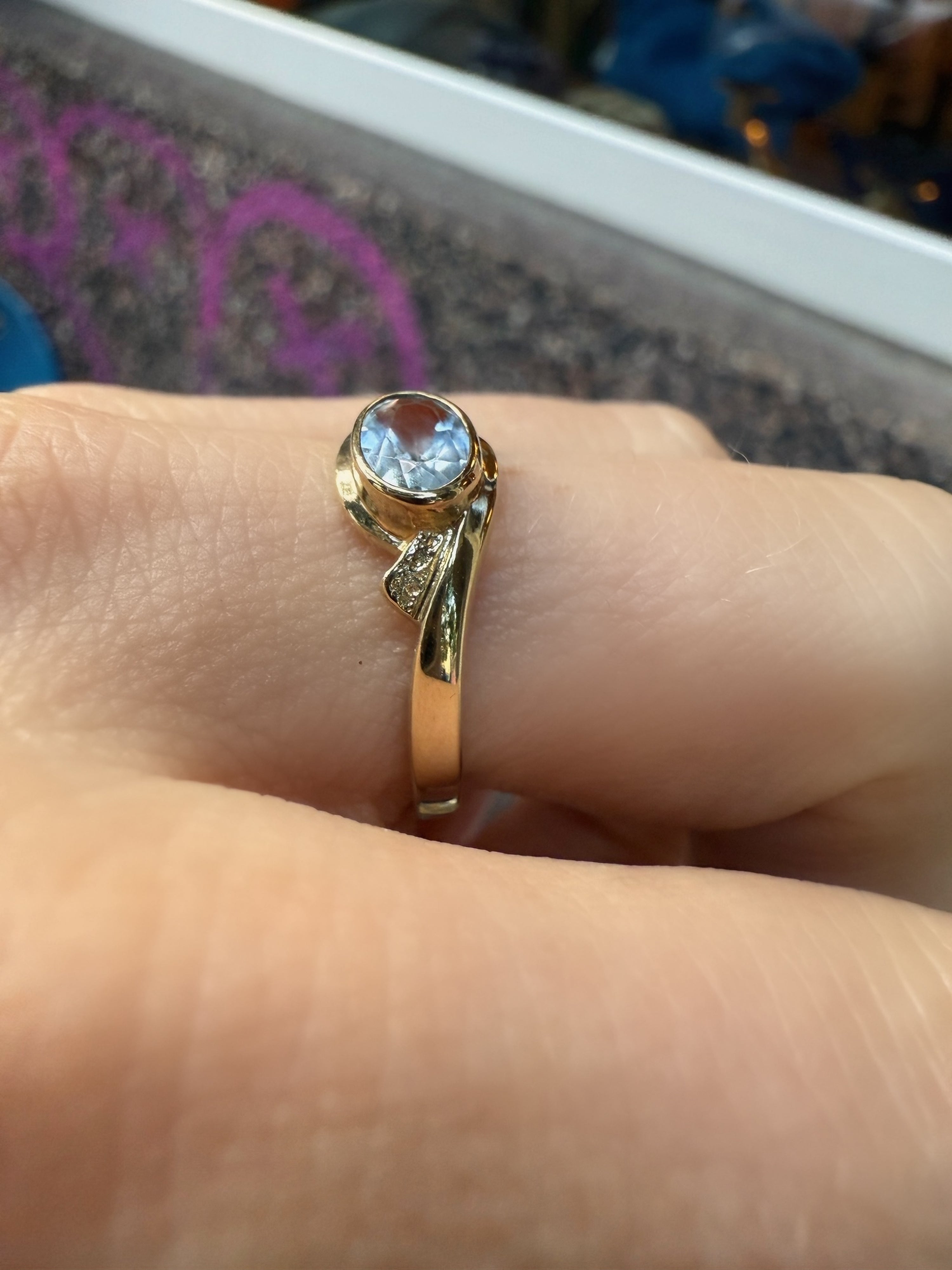 #76 8k Ring mit Aquamarin - RG 57