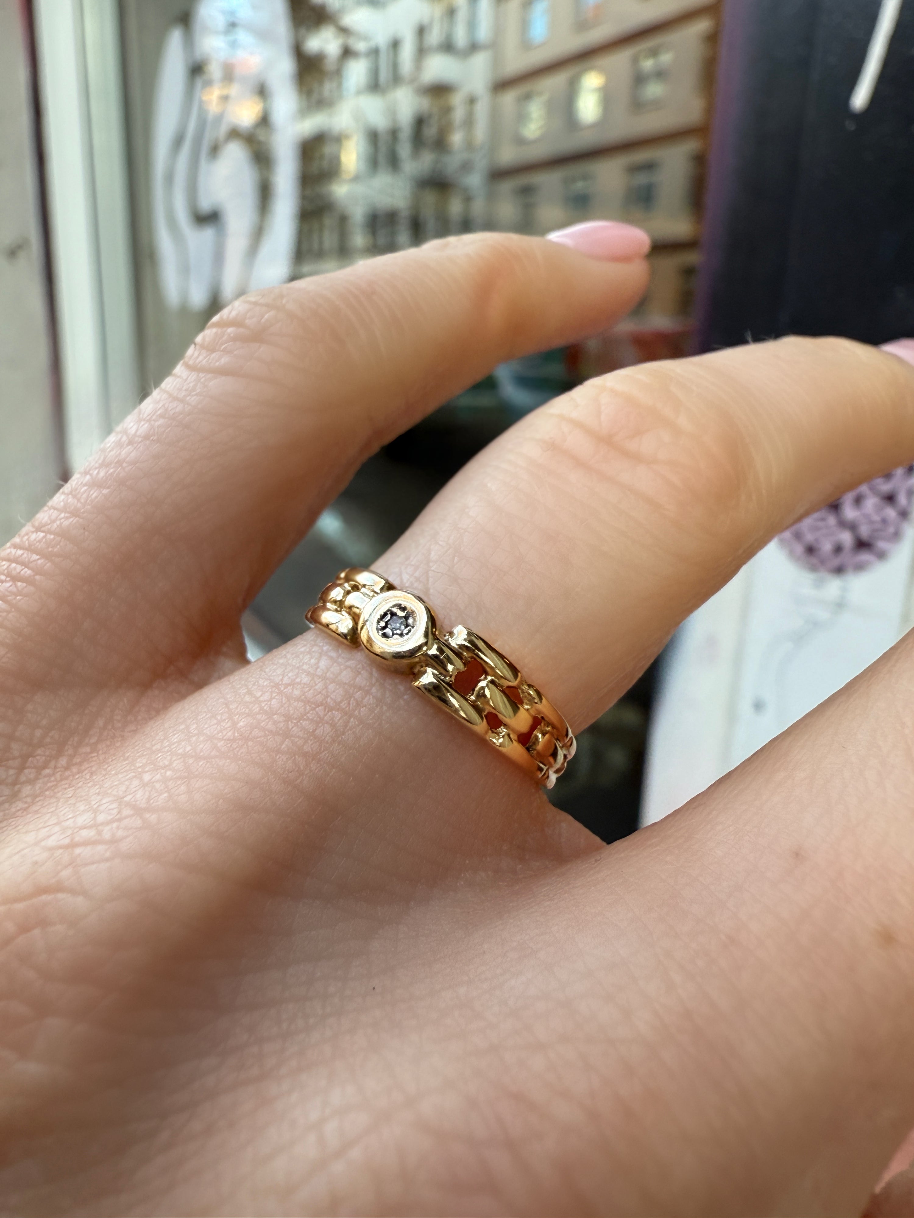 #345 8k Ring mit Diamant - RG 50