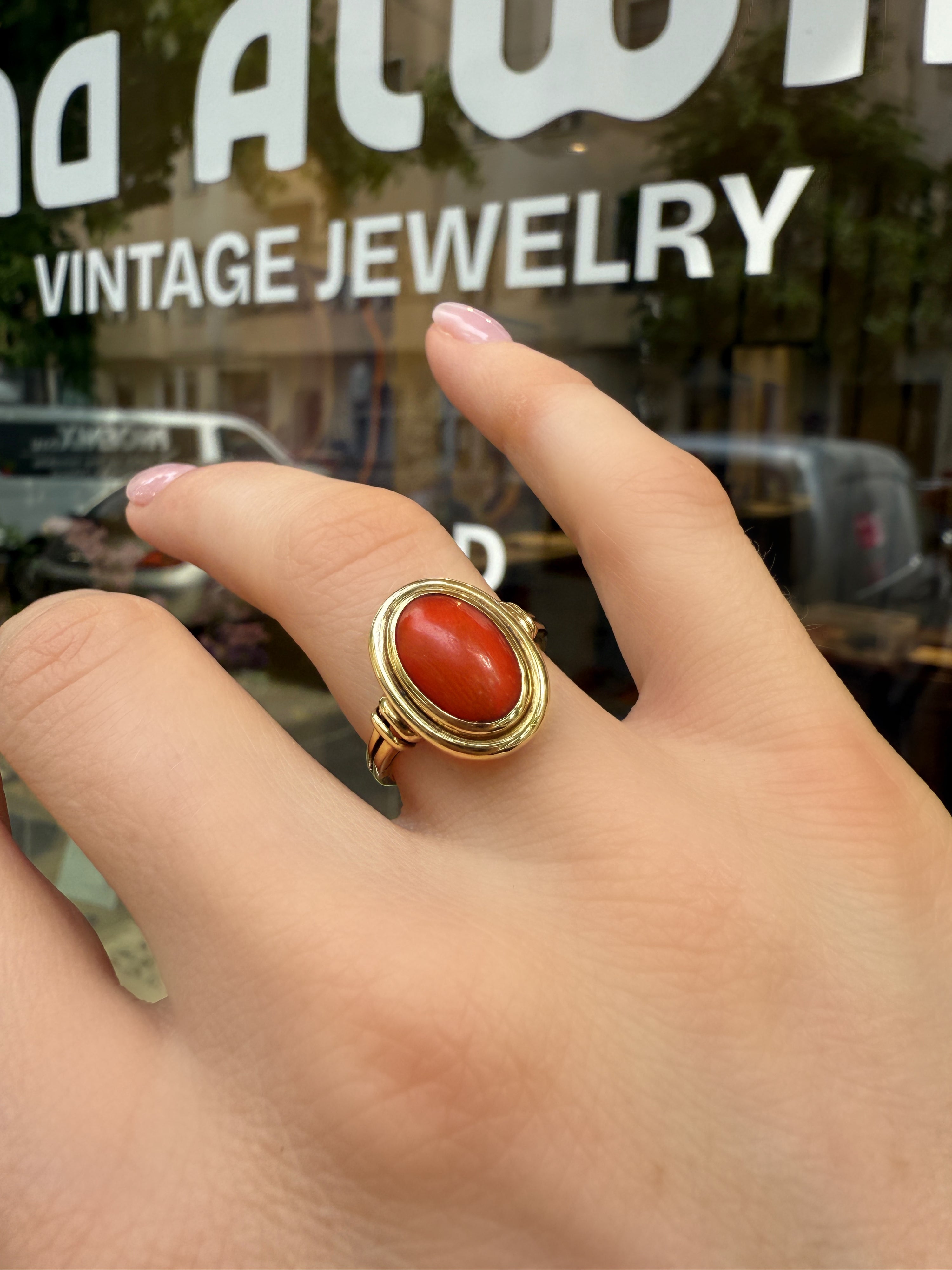 #1071 8k Ring mit Koralle - RG 54