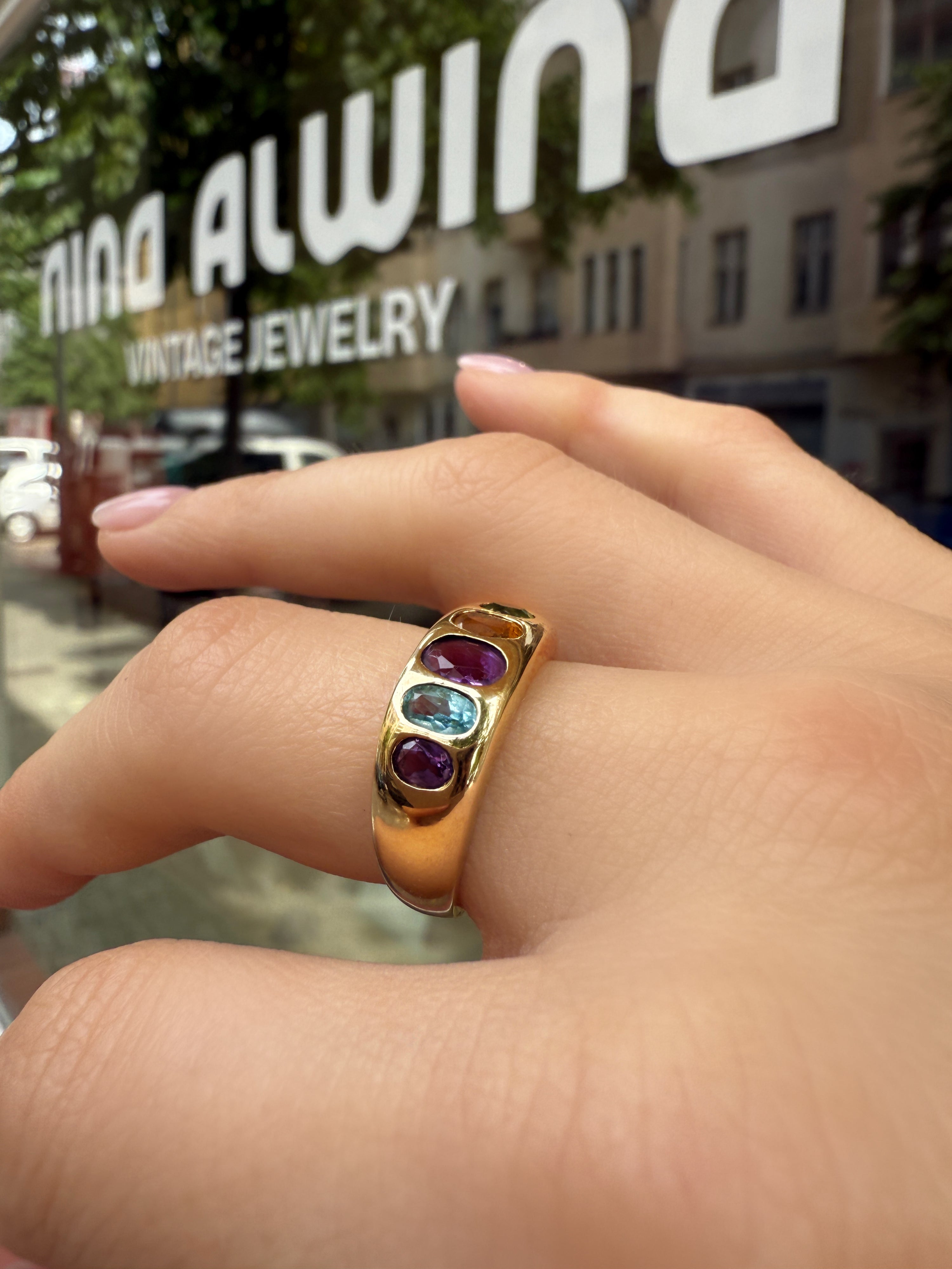 #1088 8k Ring mit Amethyst, Topas, Citrin - RG 57