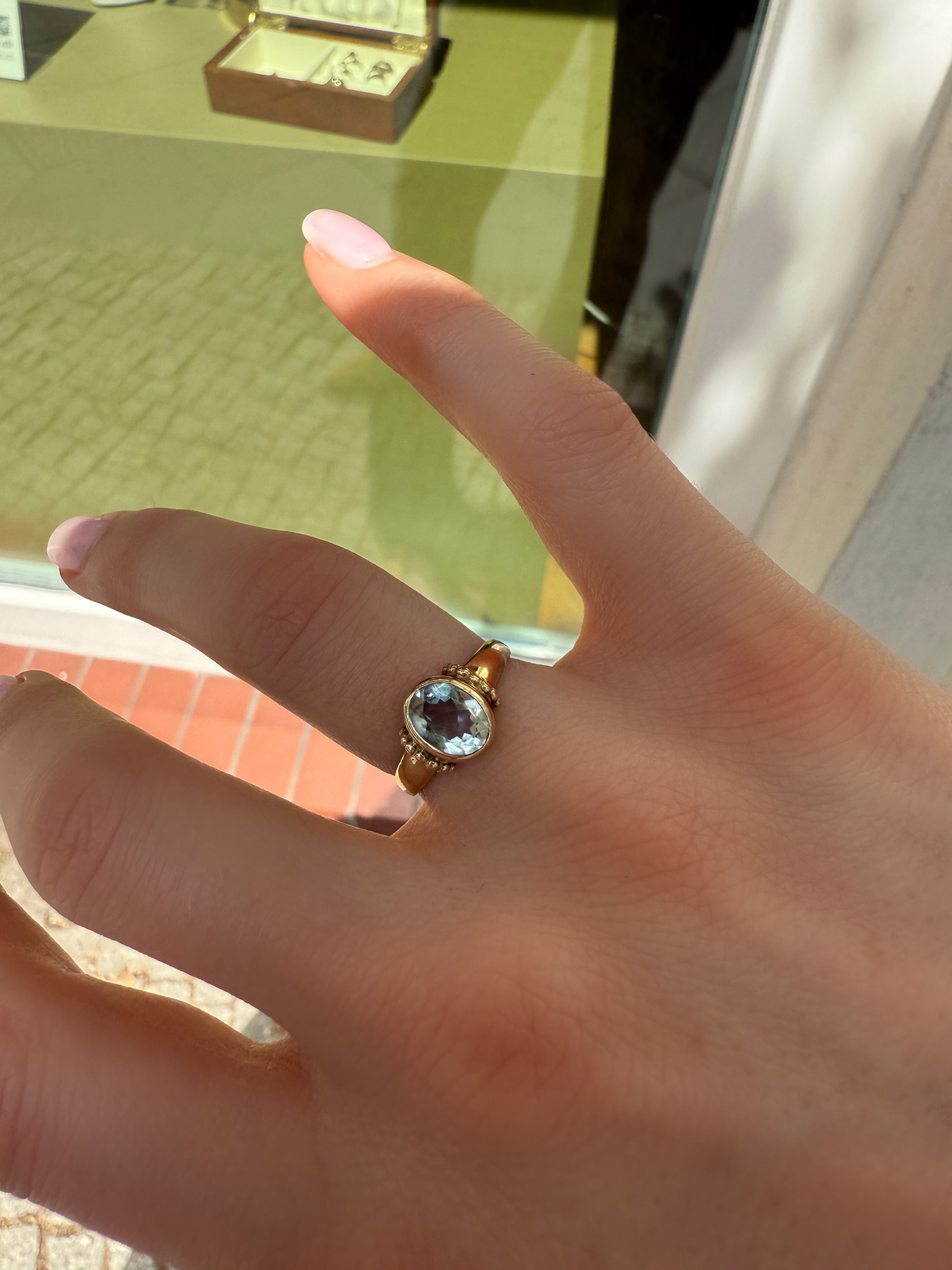 #711 8k Ring mit Aquamarin - RG 50