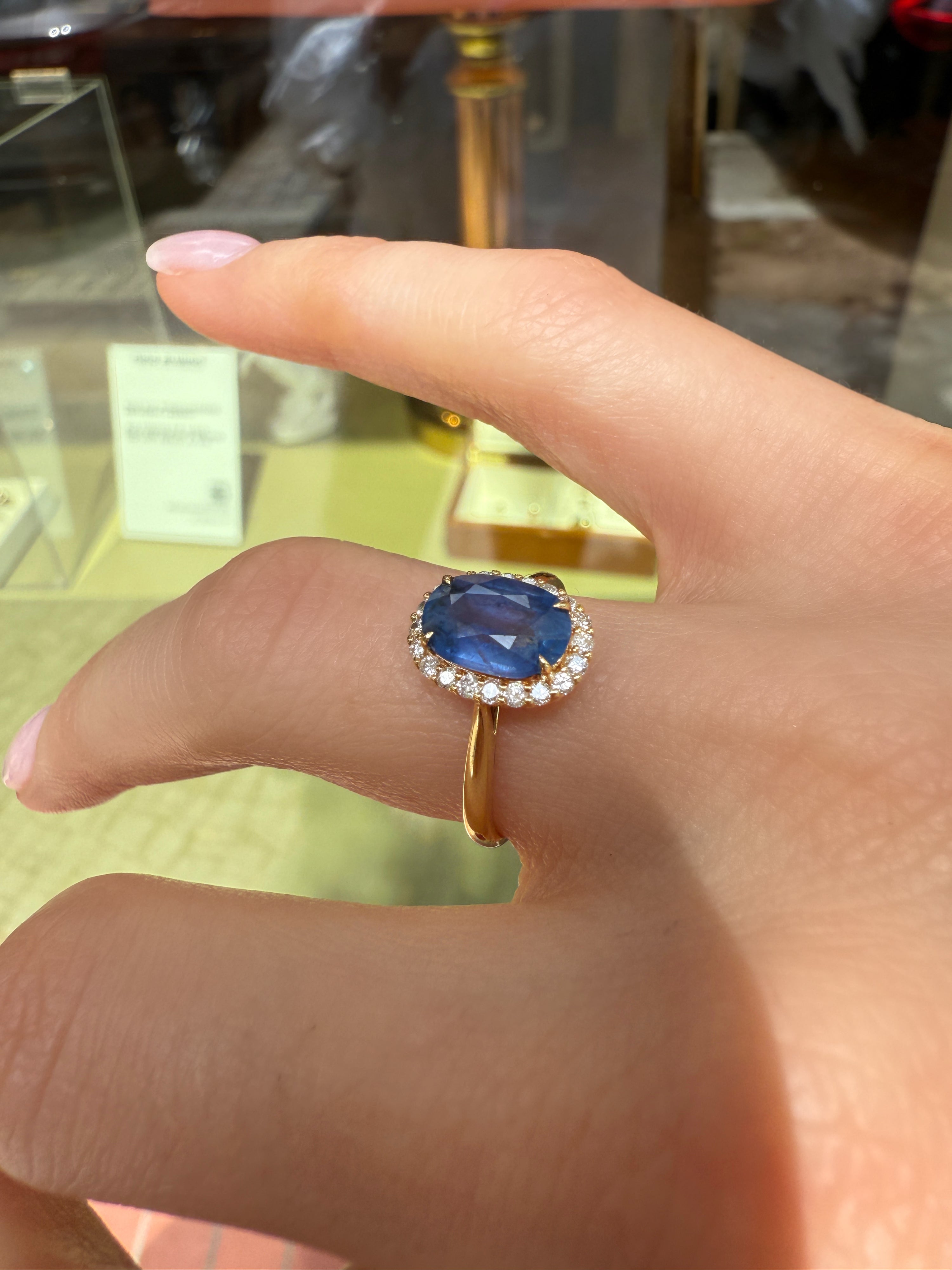 #1054 14k Ring mit Saphir & Diamanten - RG 53