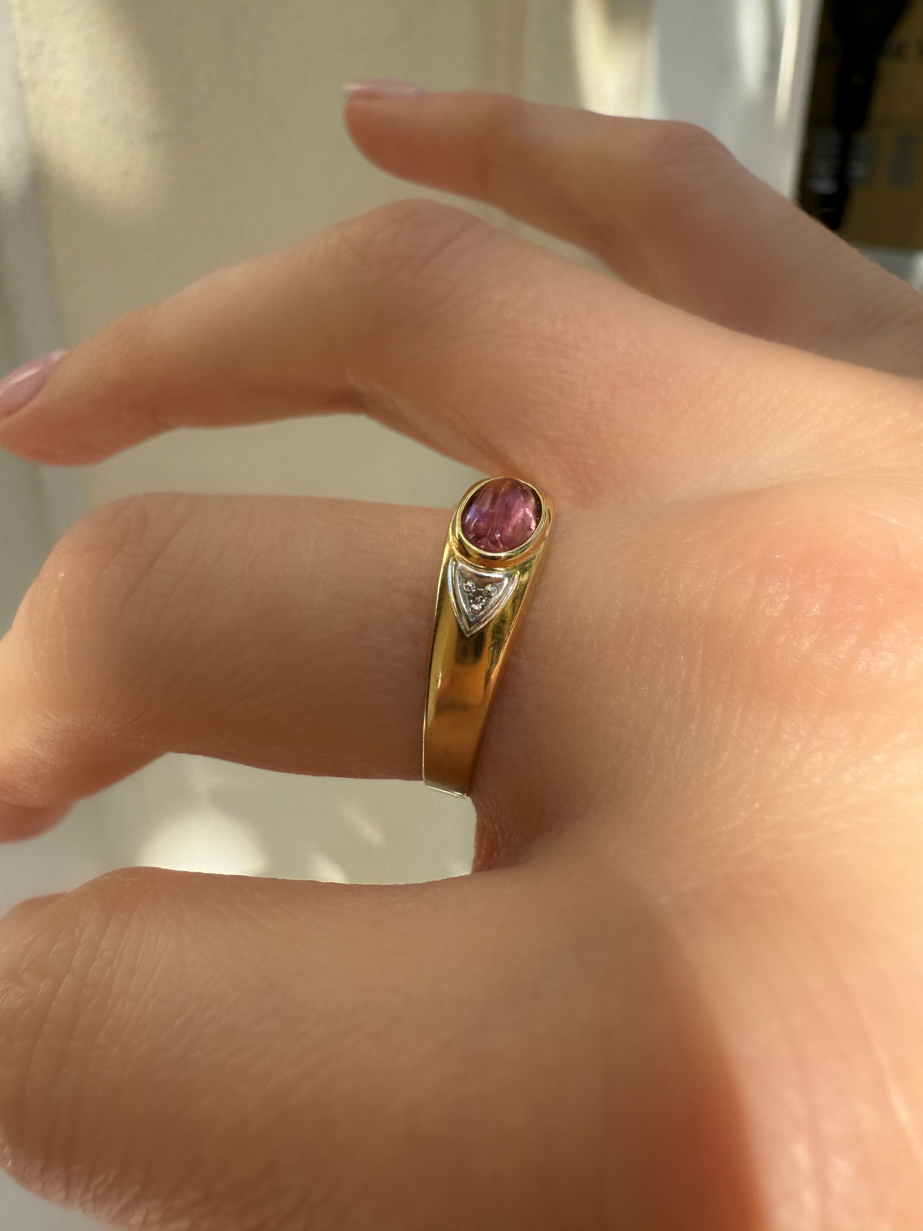 #955 8k Ring mit Turmalin & Diamant - RG 60