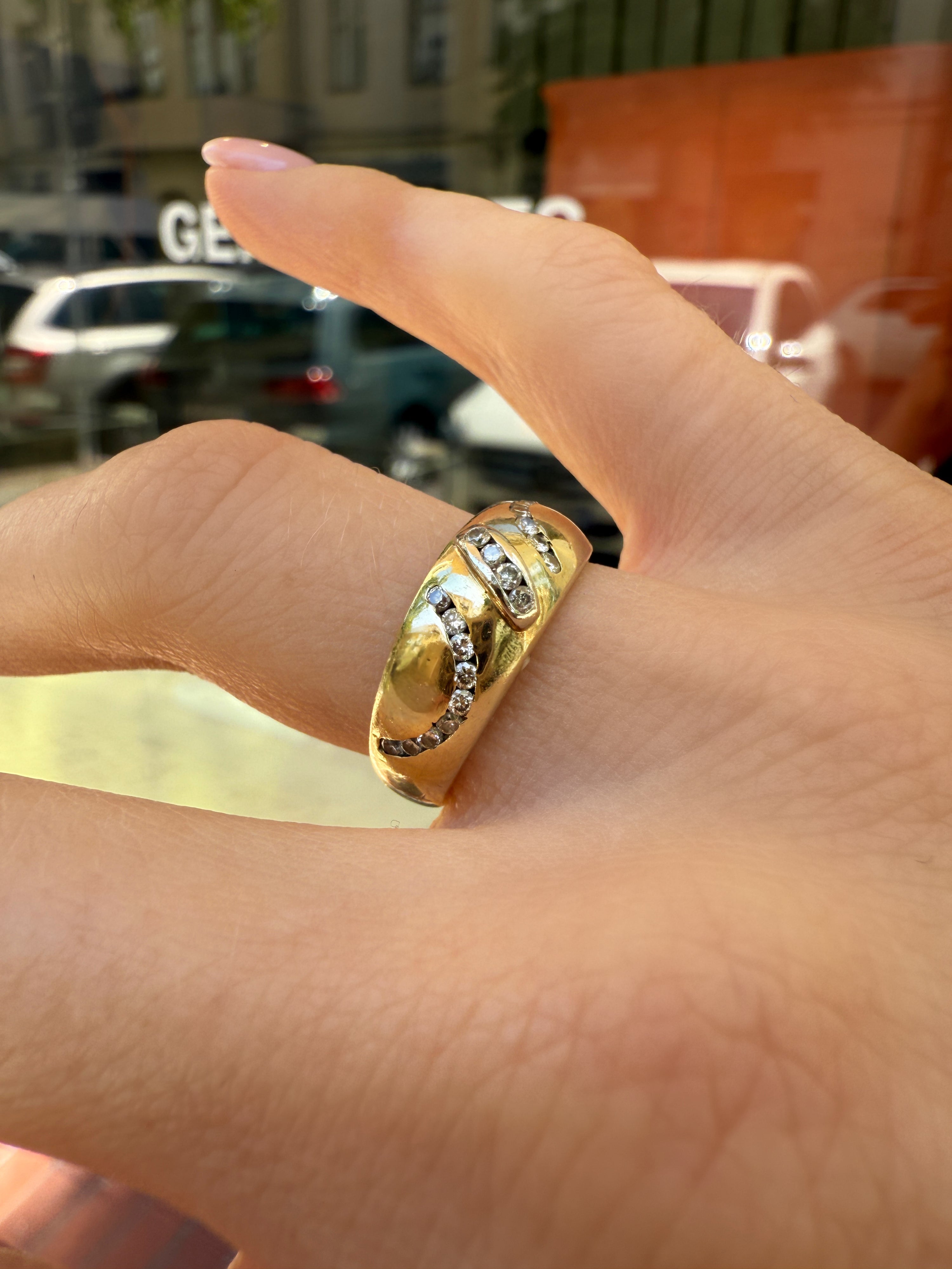 #1159 14k Ring mit 22 Diamanten - RG 53