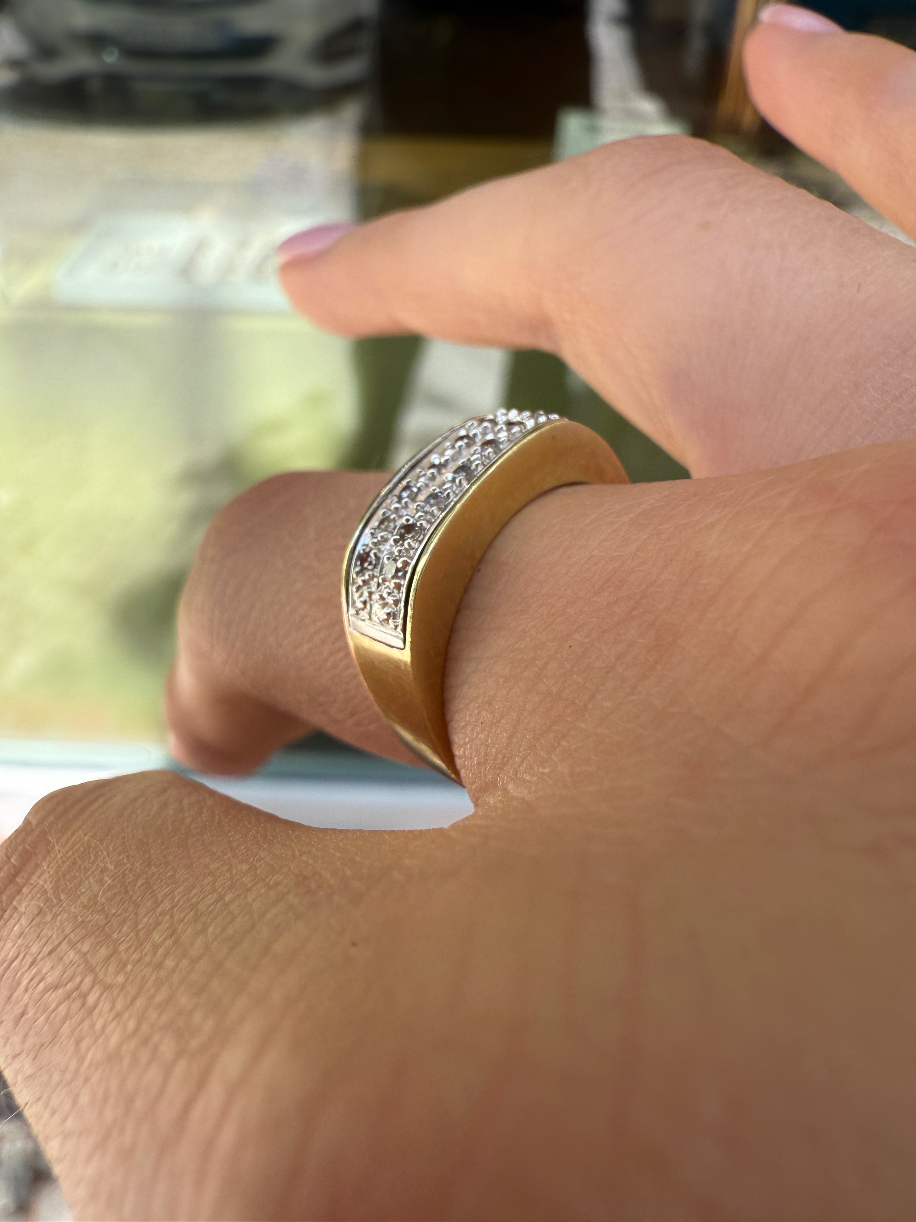 #1160 14k Ring mit 14 Diamanten - RG 55
