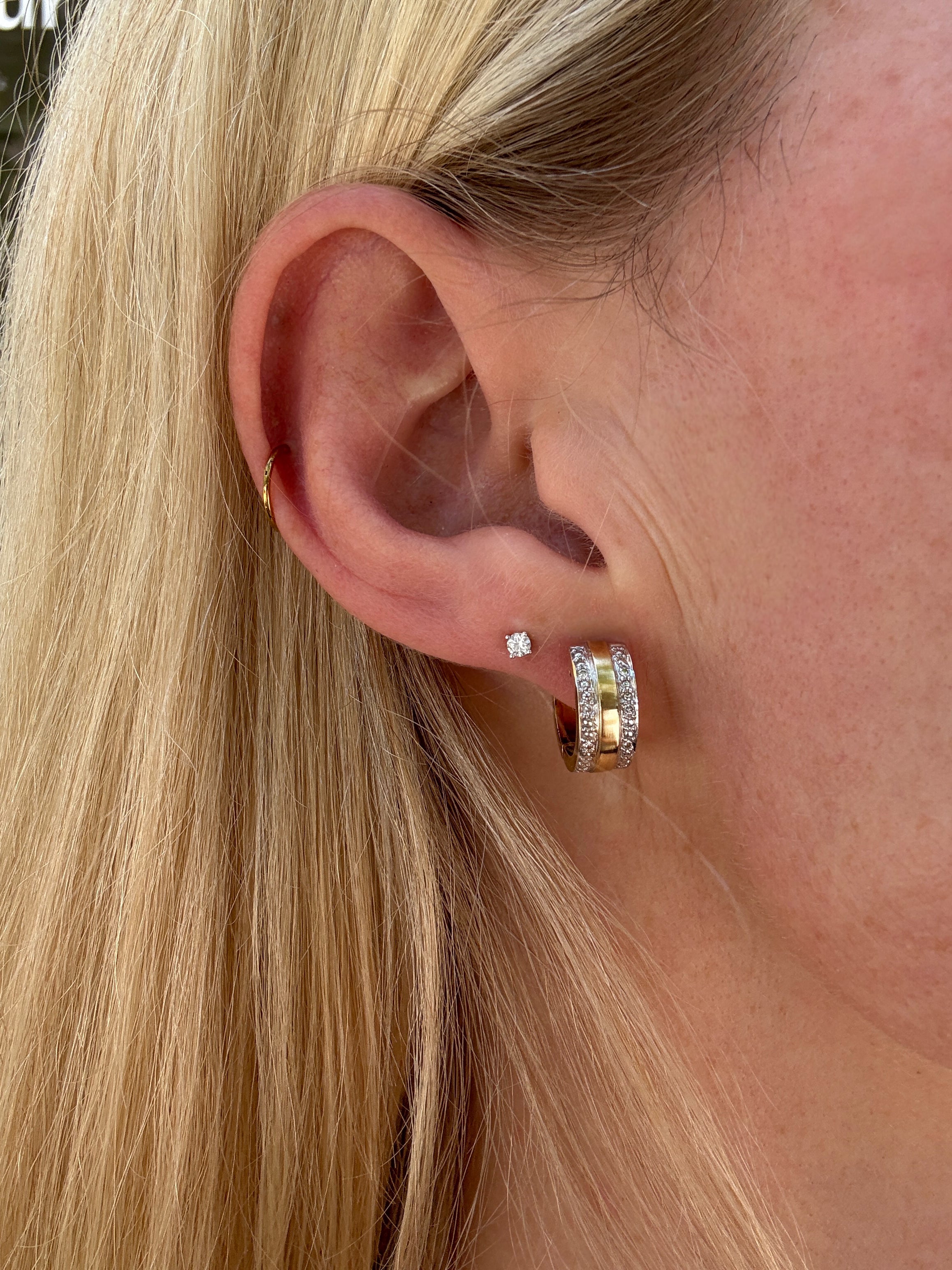 #1172 14k Creolen mit DIamanten - 1.3cm