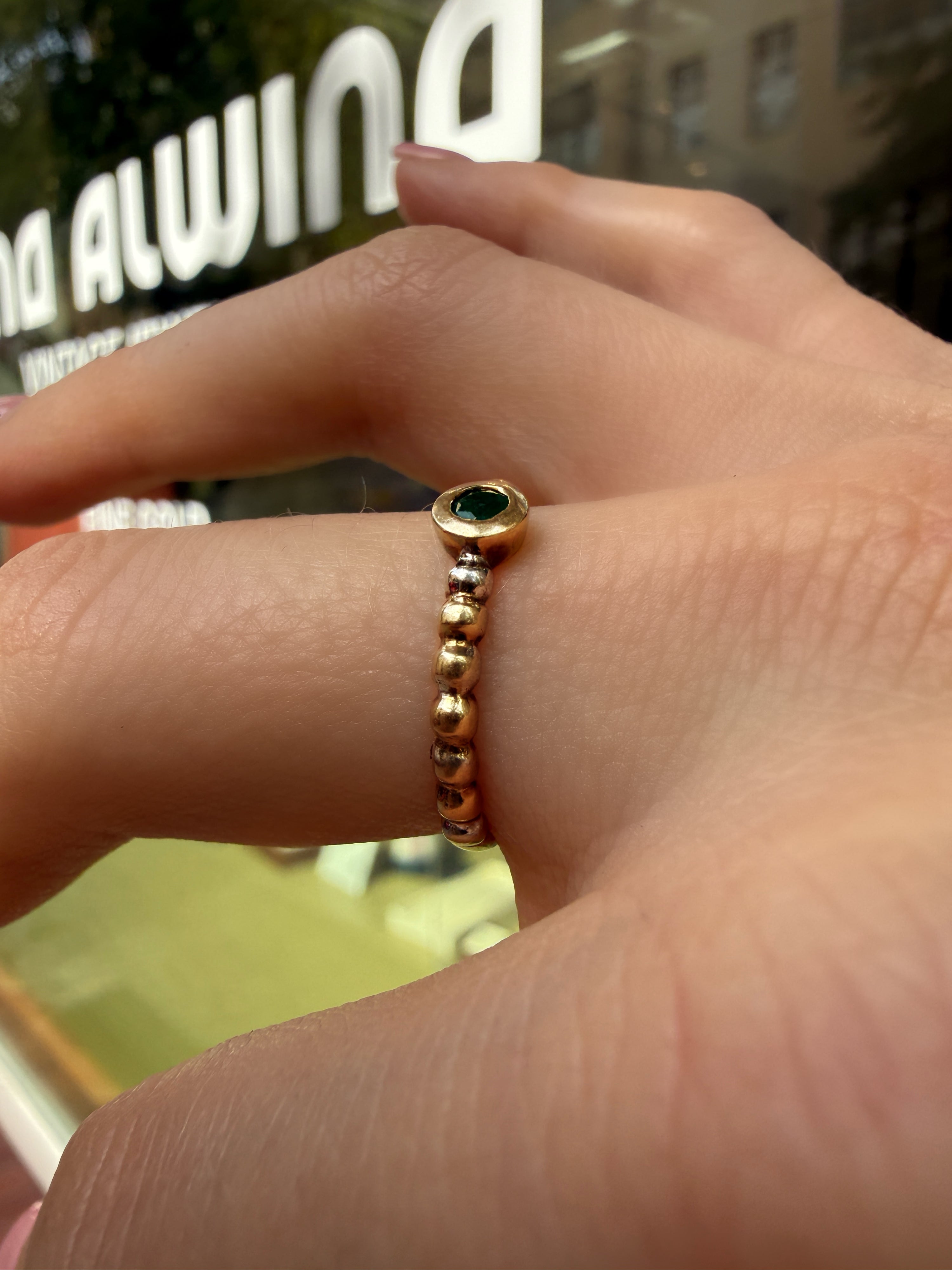 #1346 Massiver 8k Ring mit Smaragd - RG 56