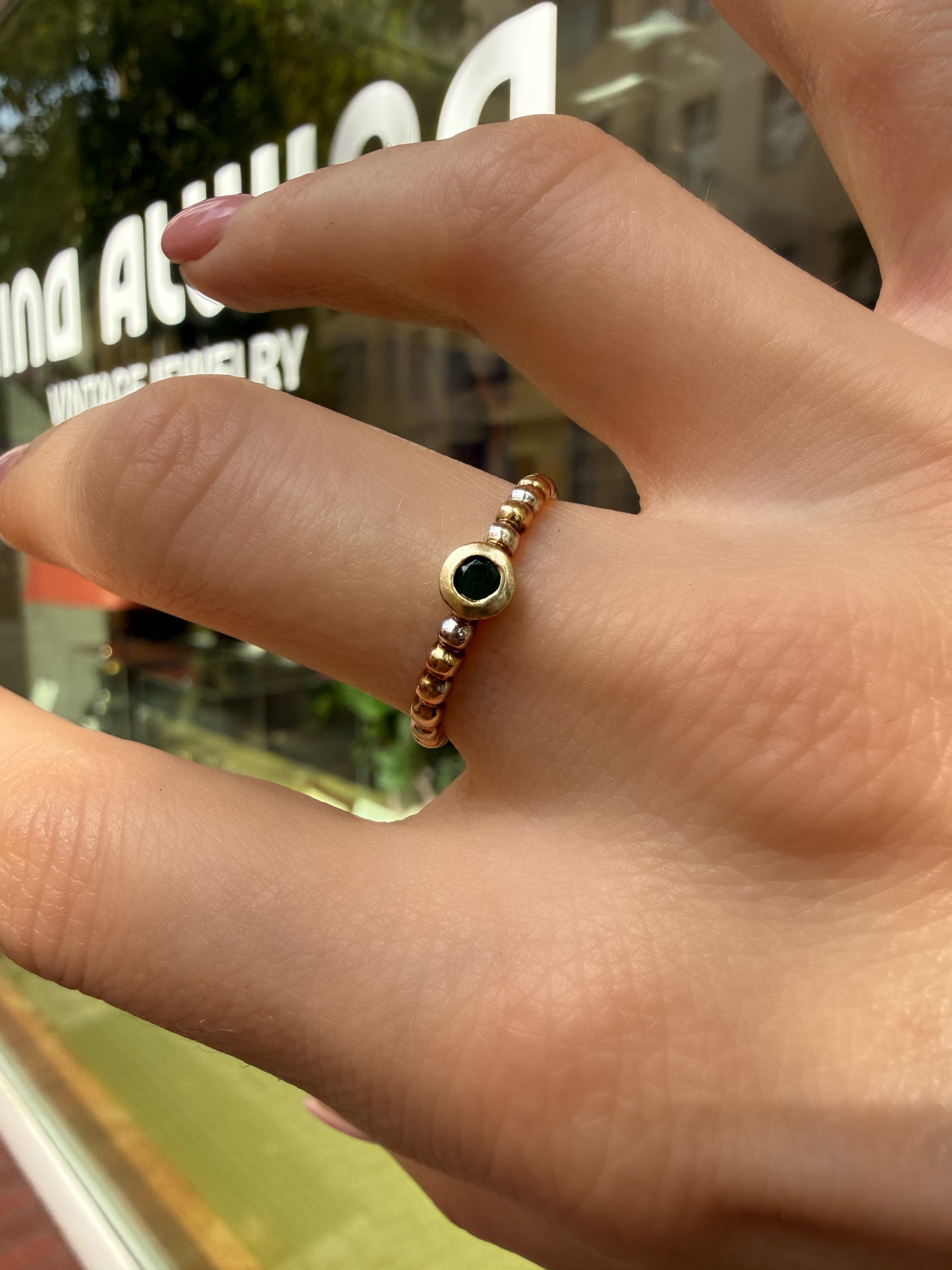 #1346 Massiver 8k Ring mit Smaragd - RG 56