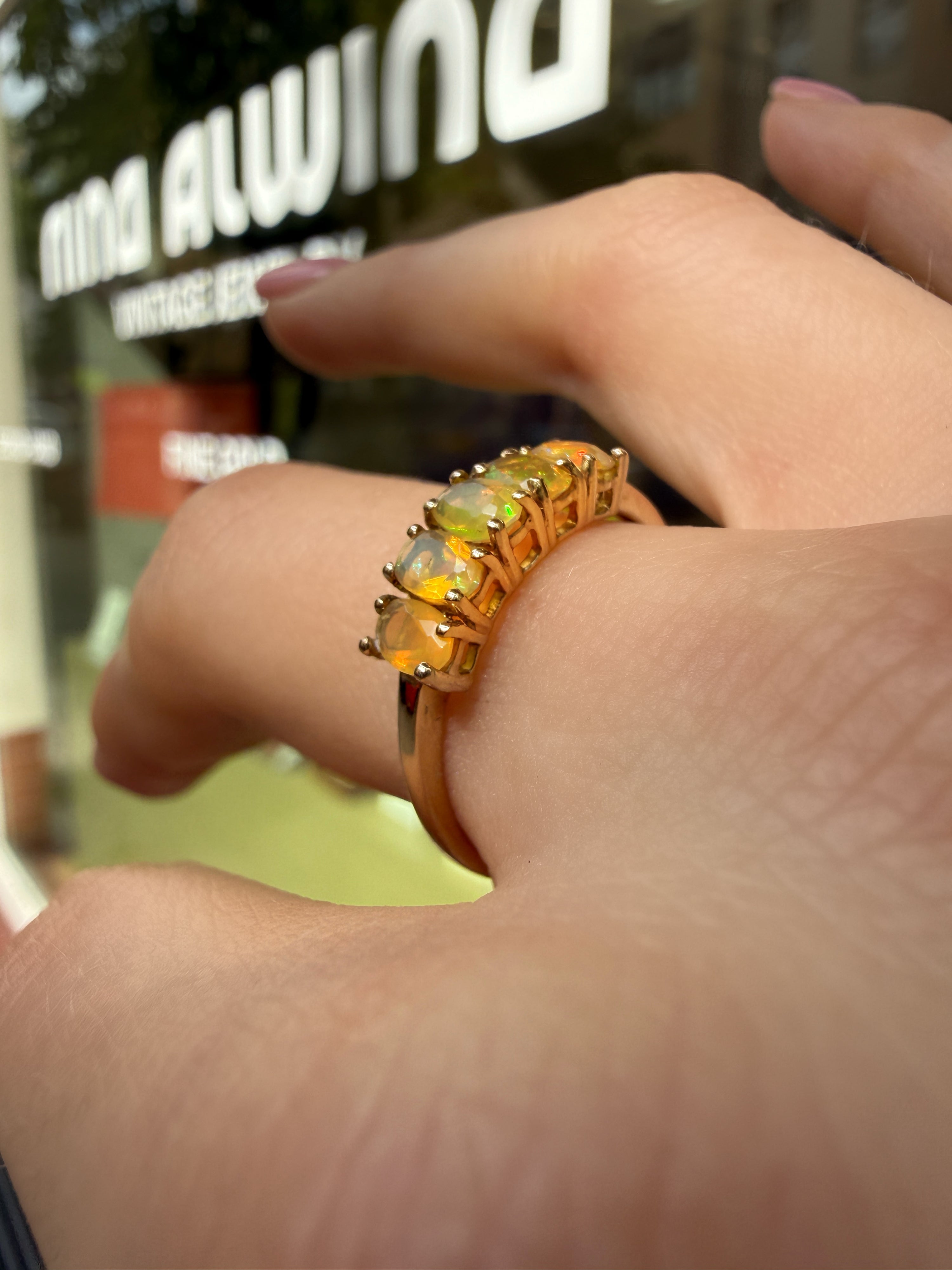 #1188 14k Ring with Pearls & Diamonds - Ring Size 58
