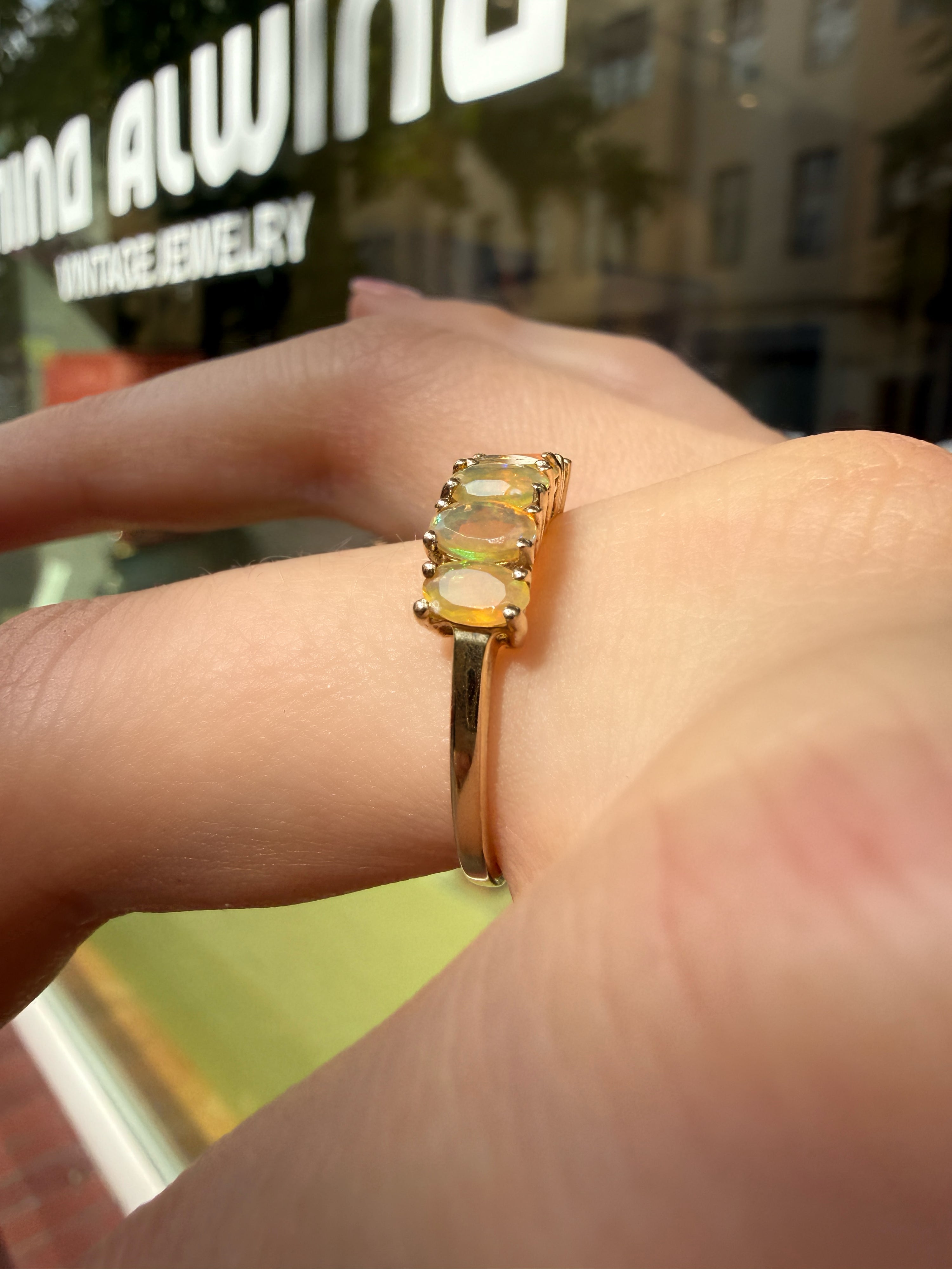 #1188 14k Ring with Pearls & Diamonds - Ring Size 58