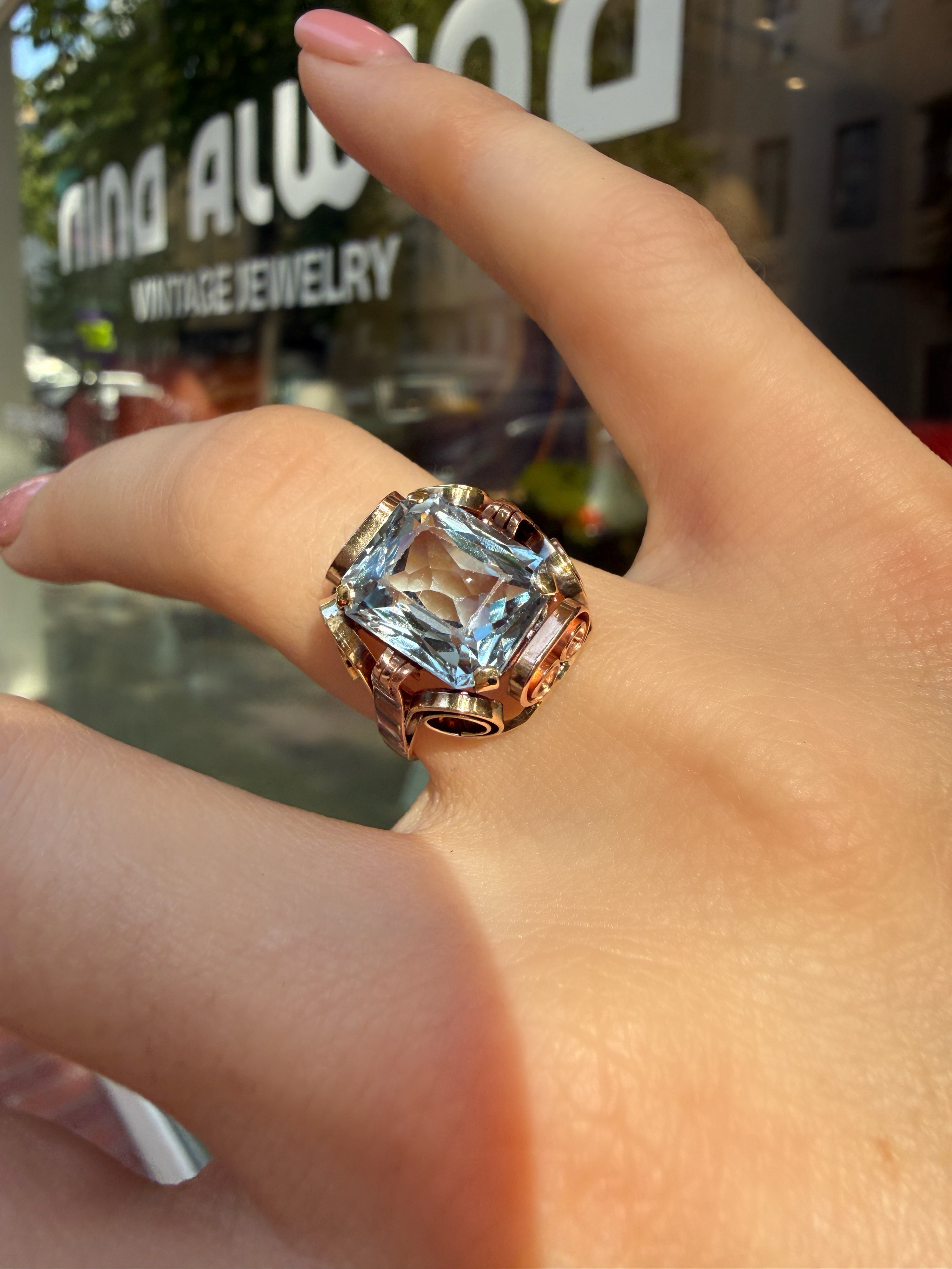 #1188 14k Ring with Pearls & Diamonds - Ring Size 58