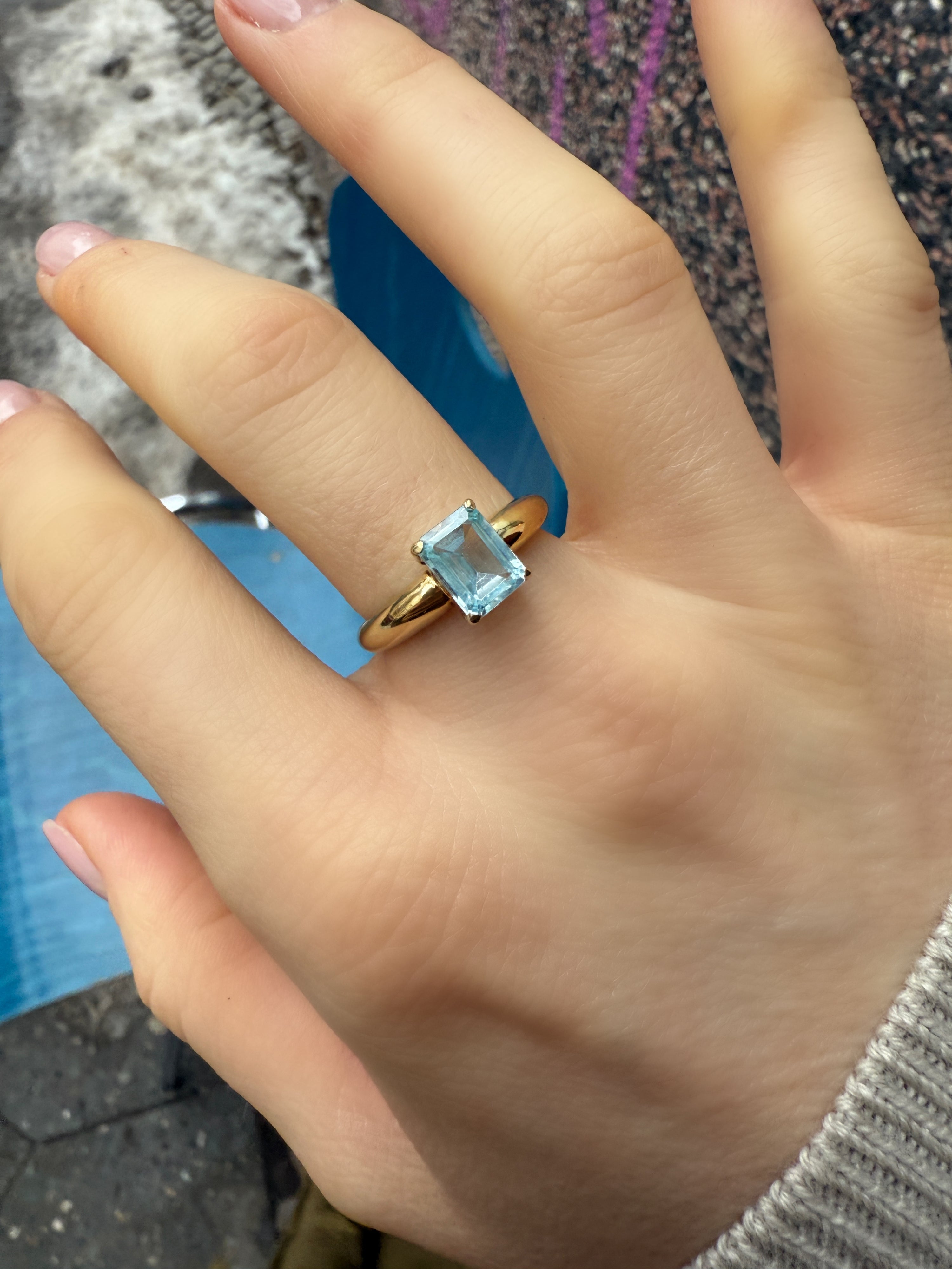 #605 8k Ring mit Aquamarin - RG 56