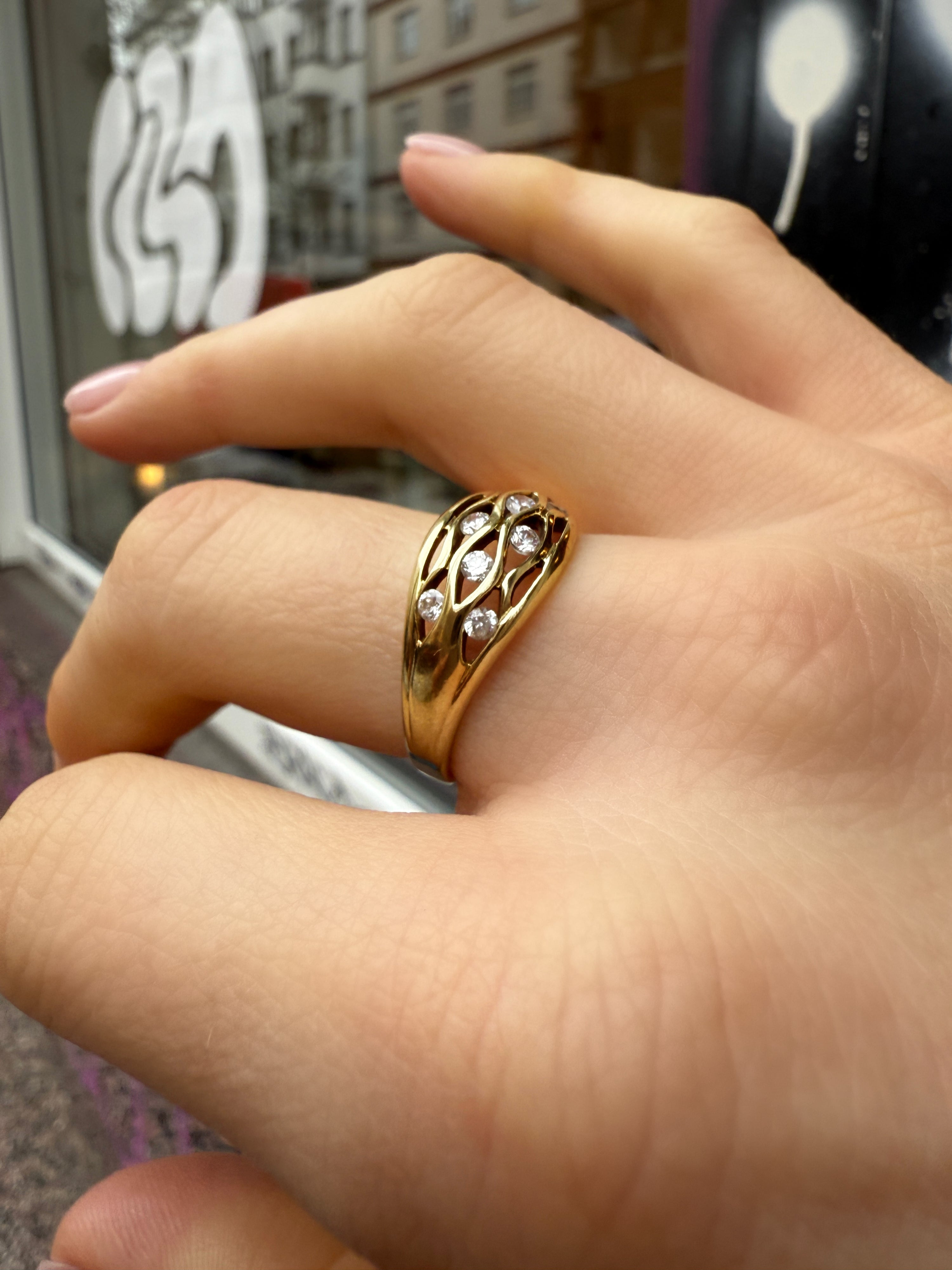 #606 8k Ring mit Zirkon - RG 59.5