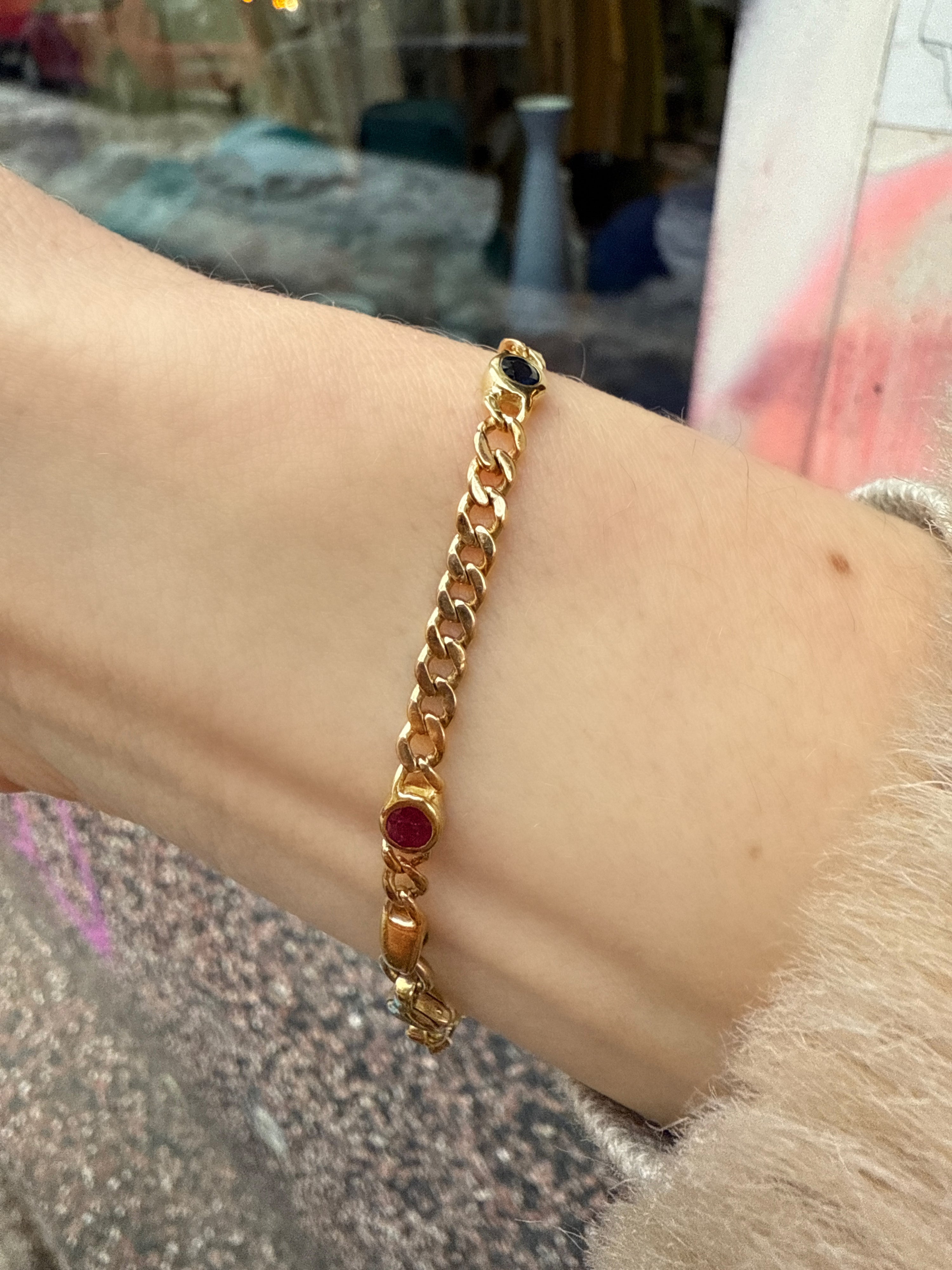 #638 Massives 8k Armband Smaragd, Rubin, Saphir - 18cm