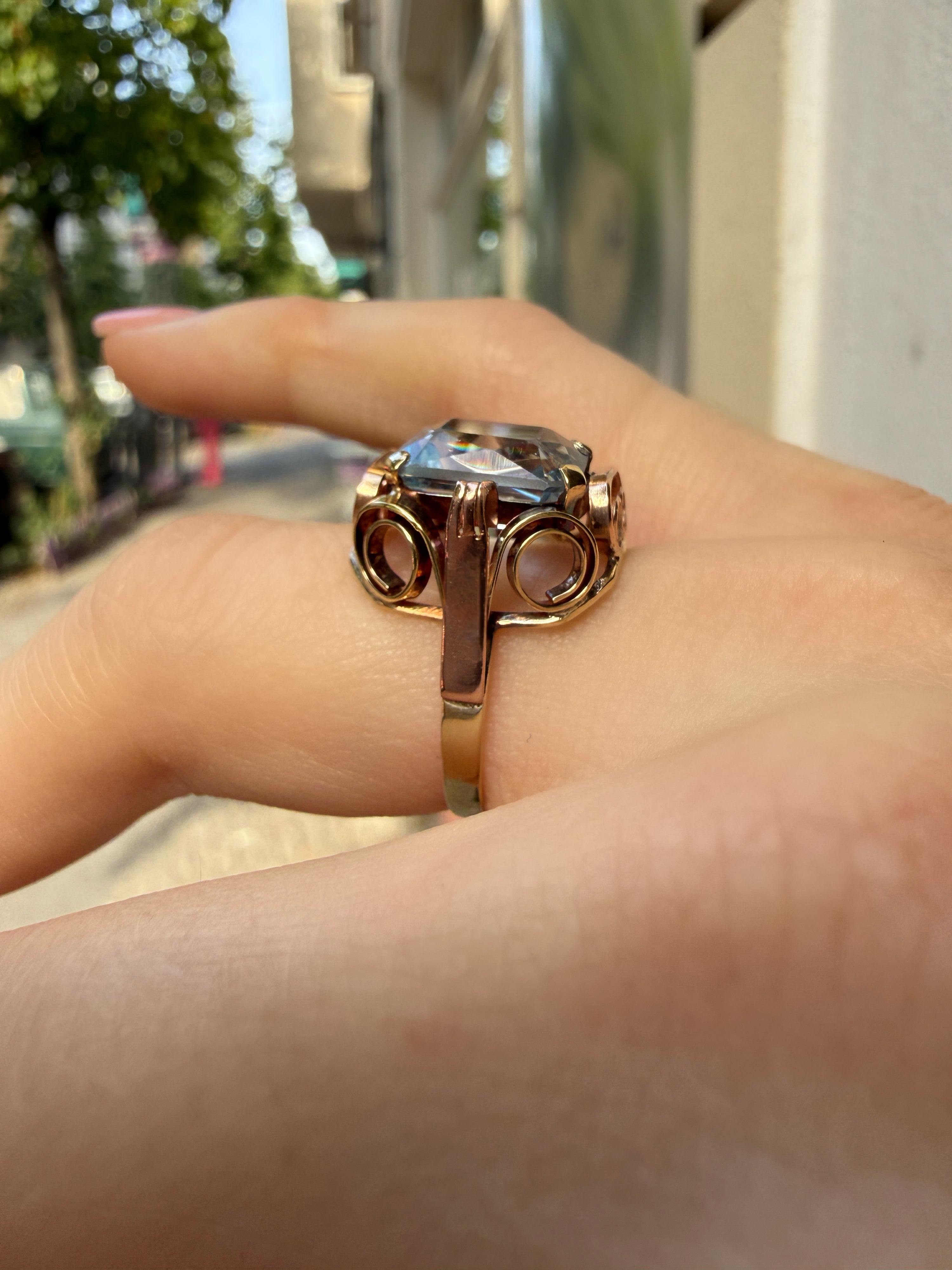 #1188 14k Ring with Pearls & Diamonds - Ring Size 58