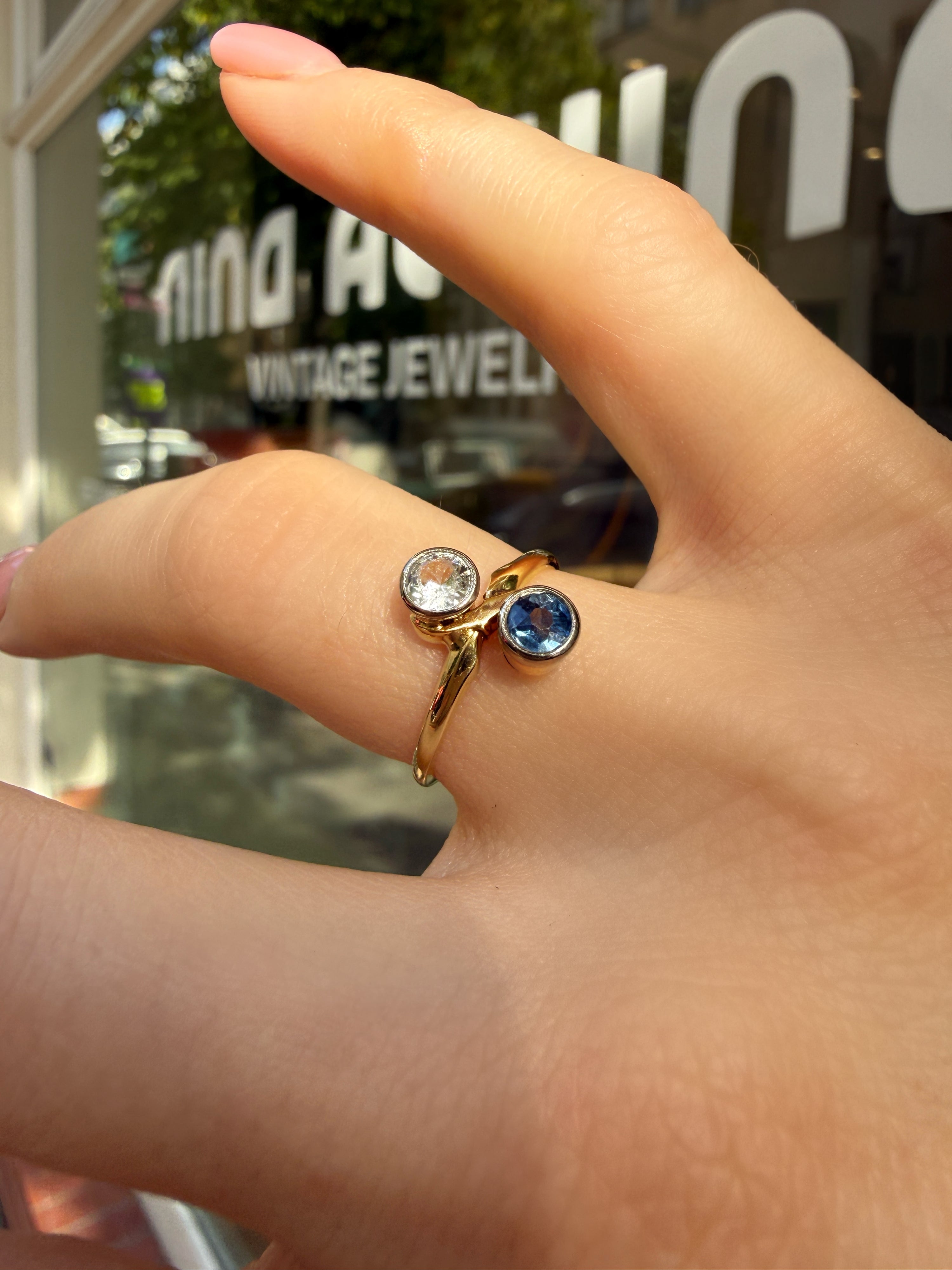#1345 14k Ring mit Topas & Quarz - RG 51