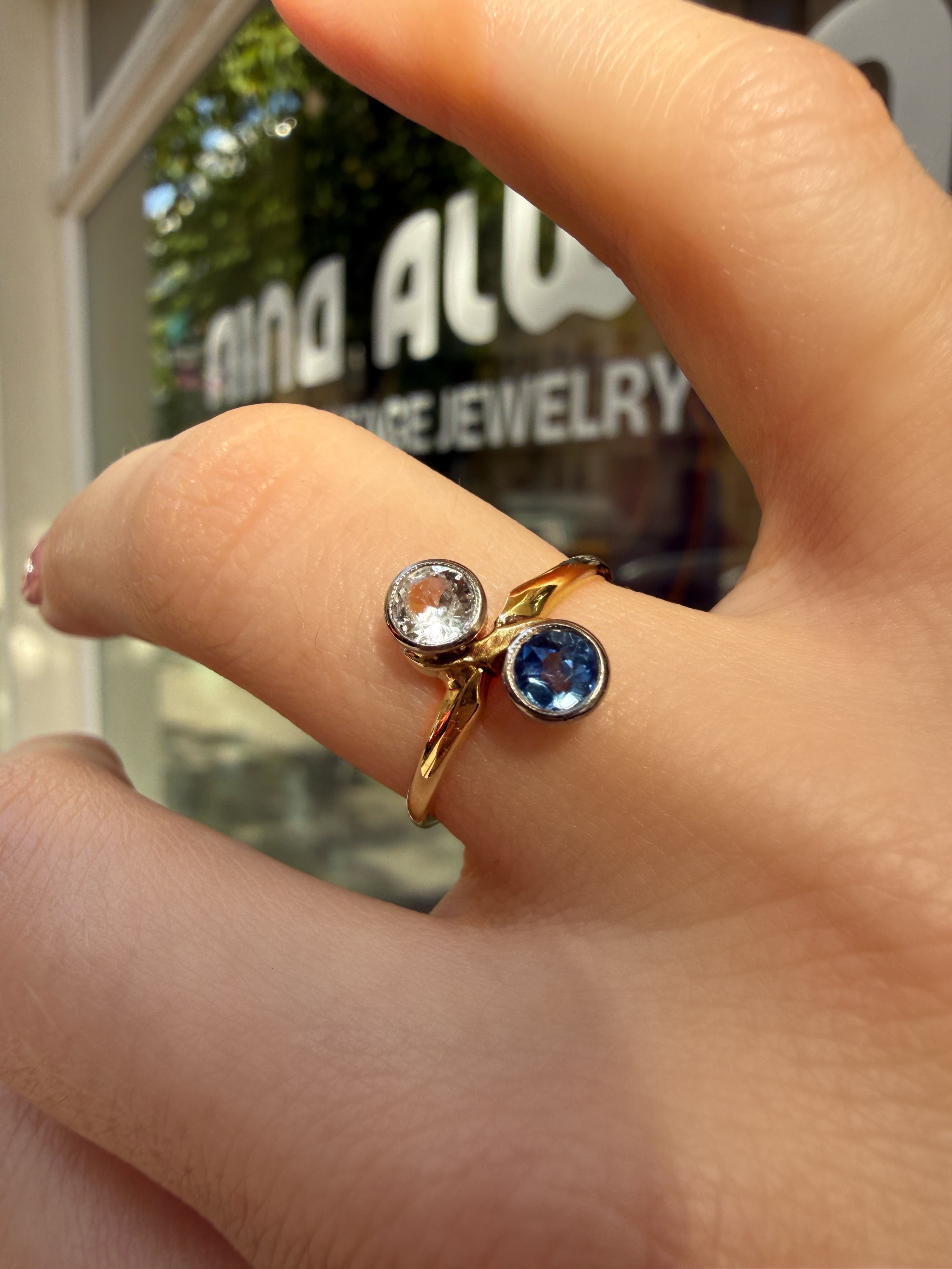 #1345 14k Ring mit Topas & Quarz - RG 51