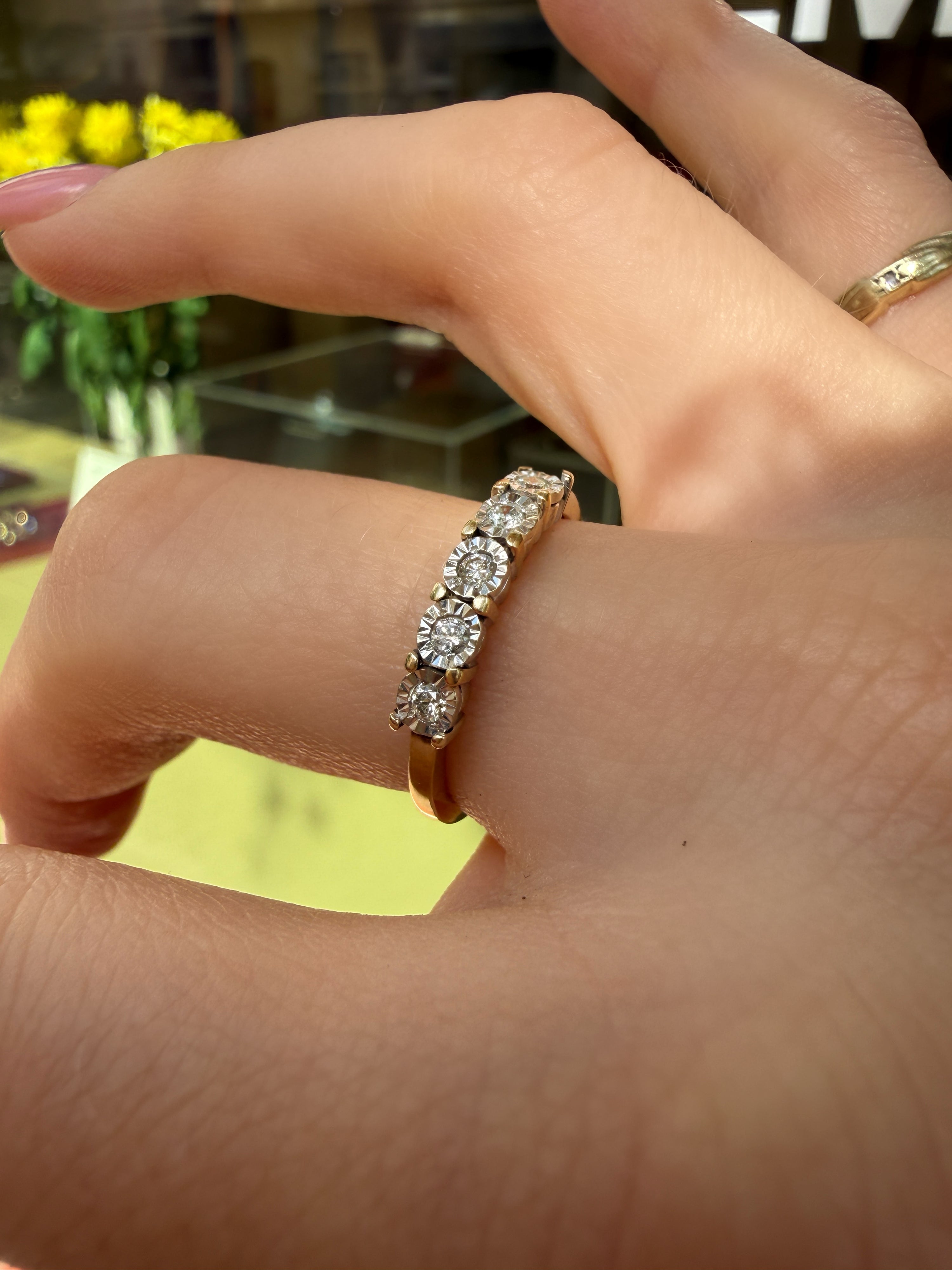 #1337 9k Ring mit 5 Diamanten - RG 57