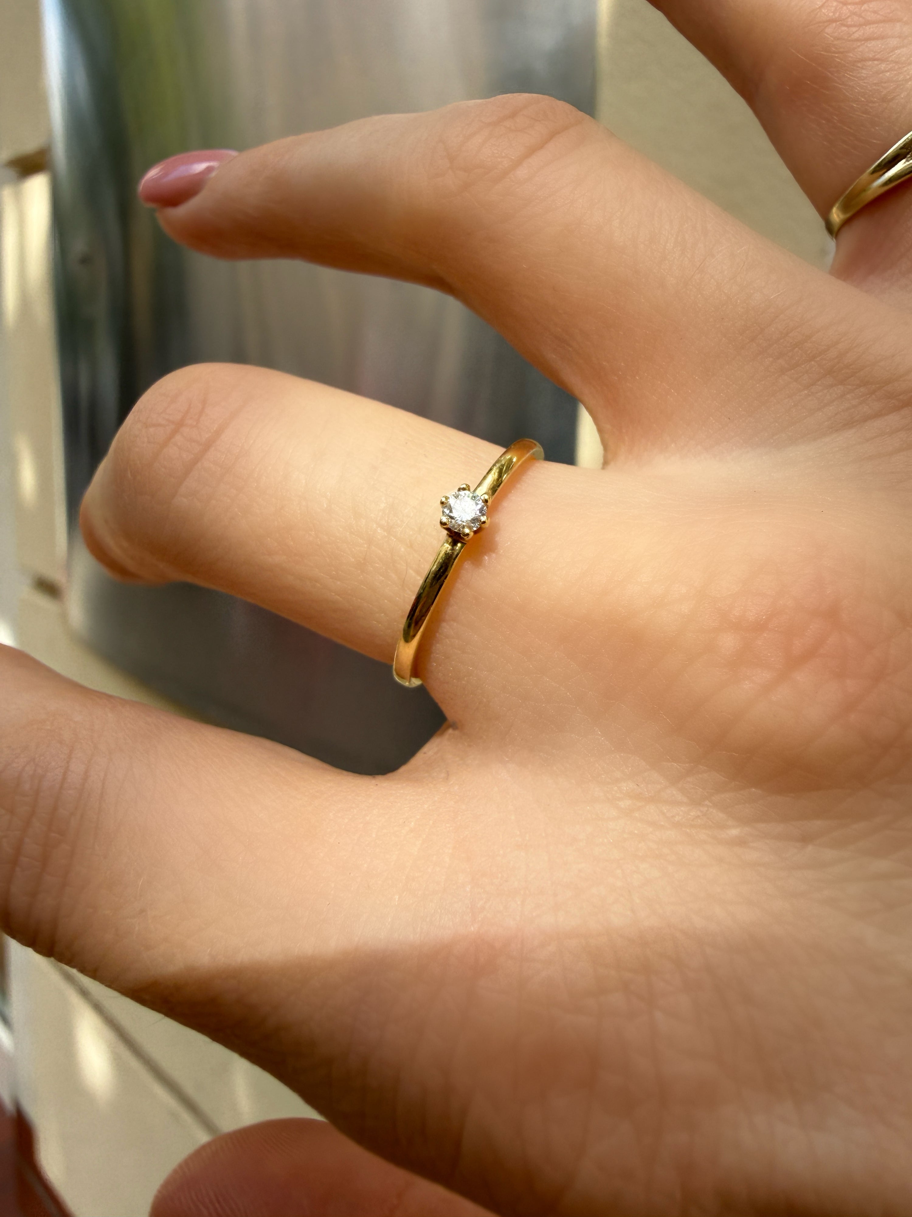 #1335 Massiver 14k Ring mit Diamant - RG 56