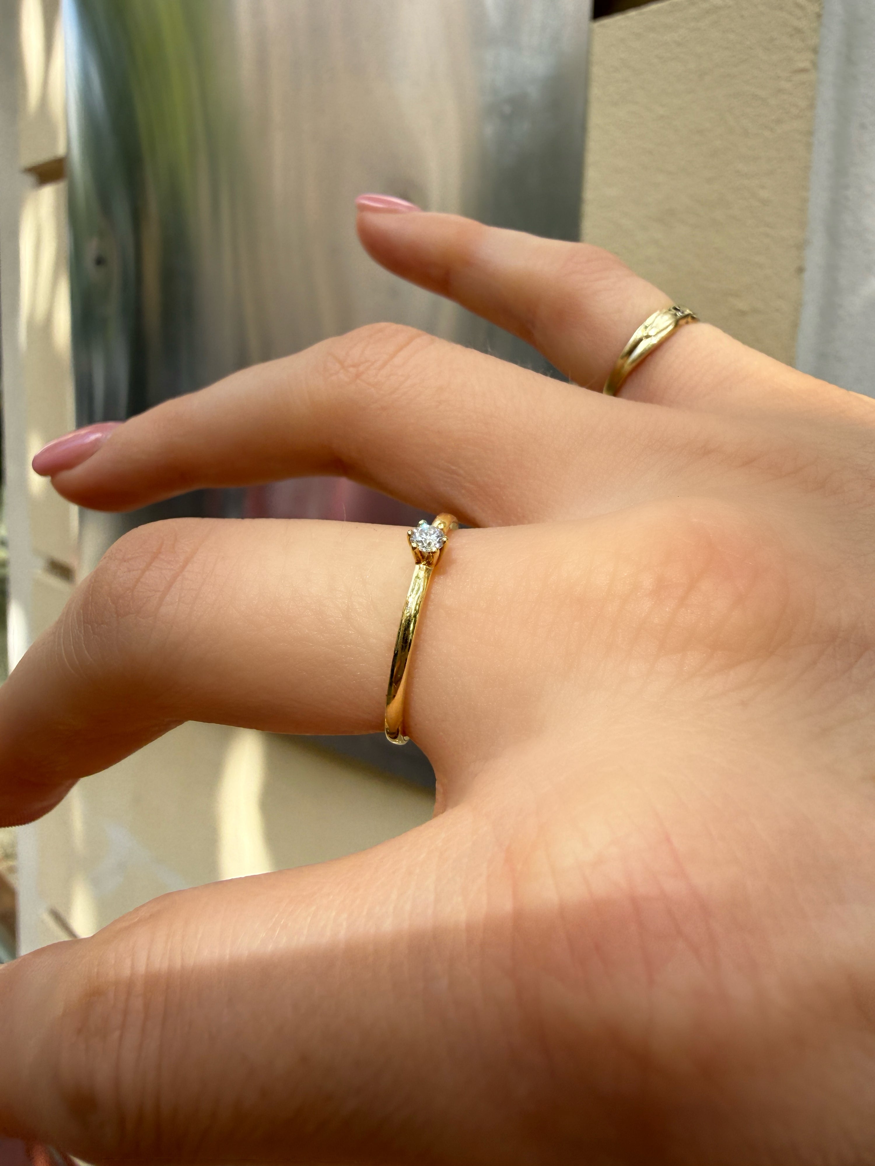 #1335 Massiver 14k Ring mit Diamant - RG 56
