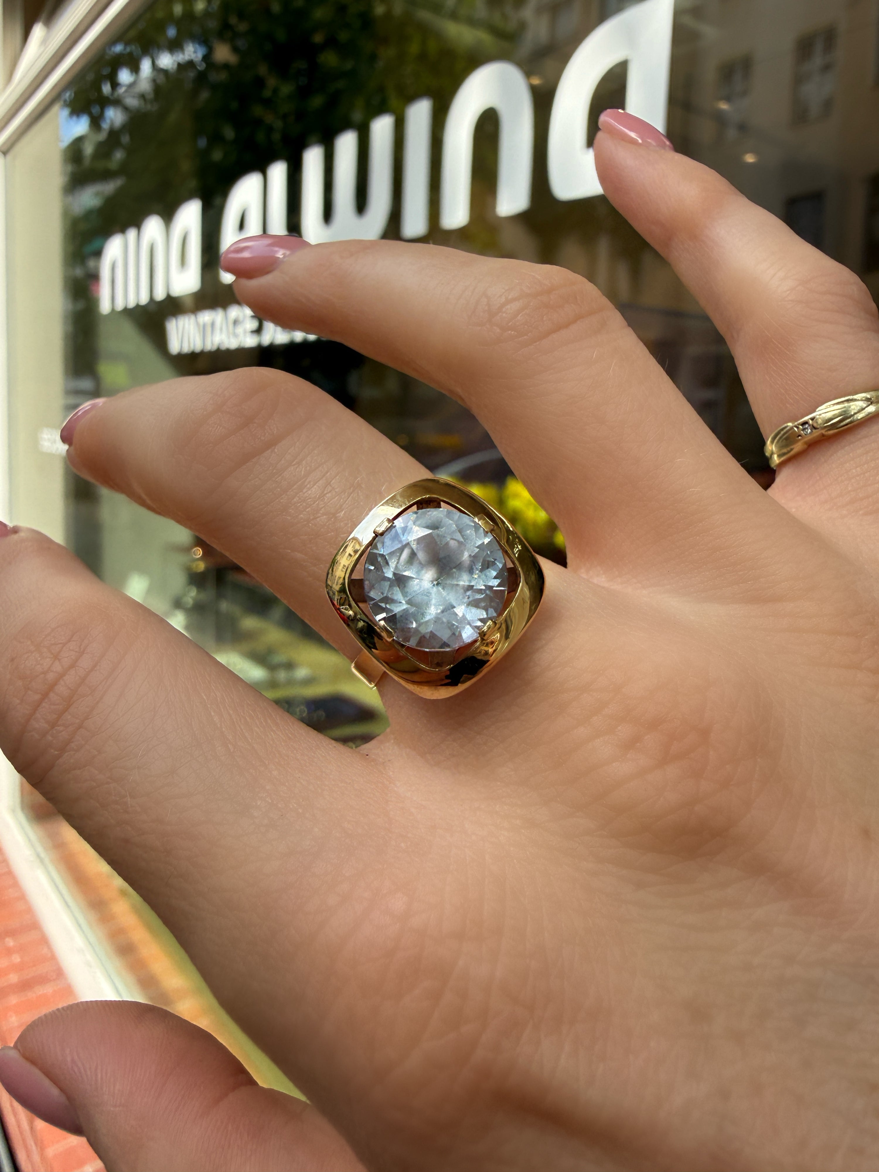 #1188 14k Ring with Pearls & Diamonds - Ring Size 58