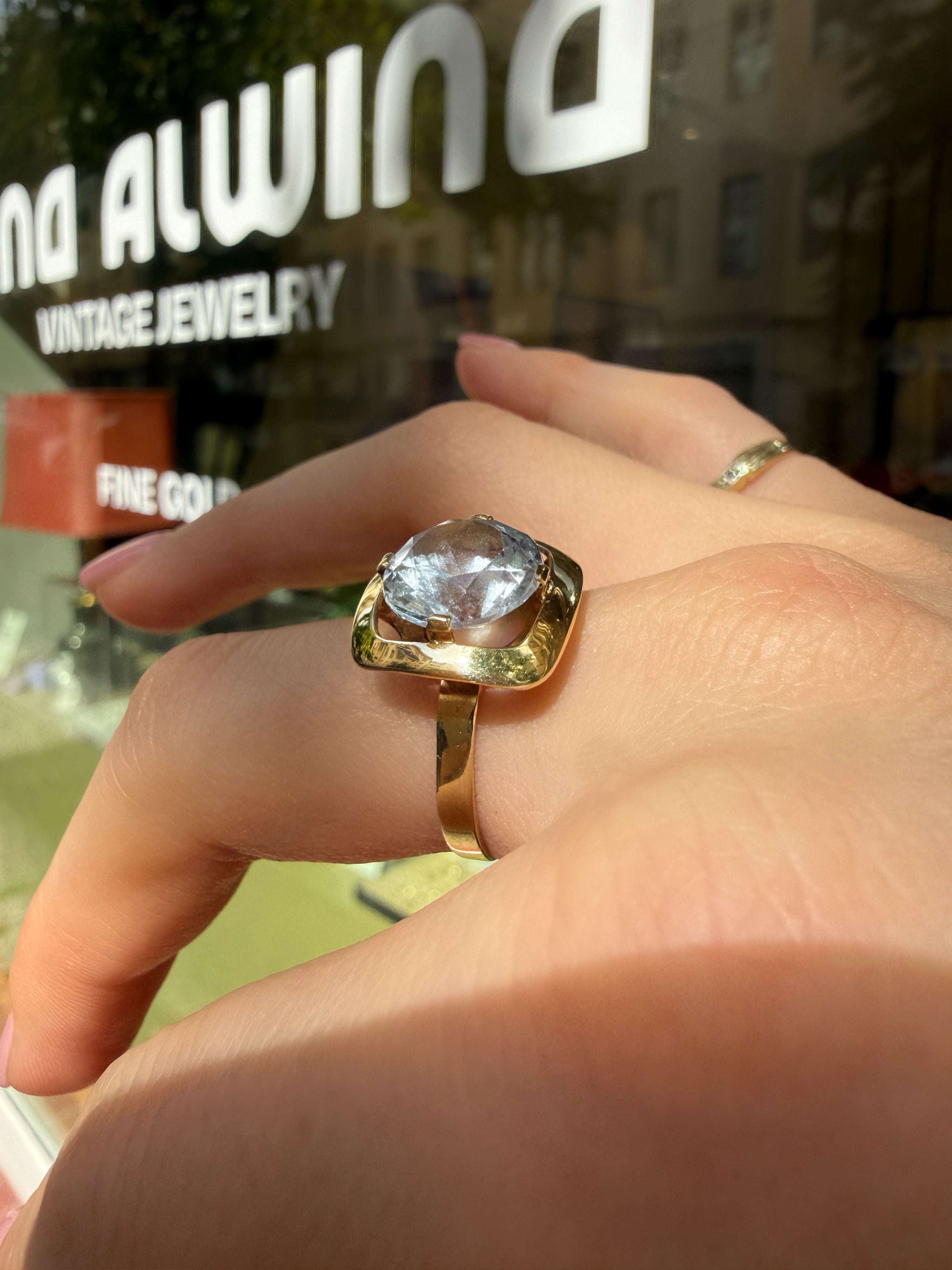#1188 14k Ring with Pearls & Diamonds - Ring Size 58