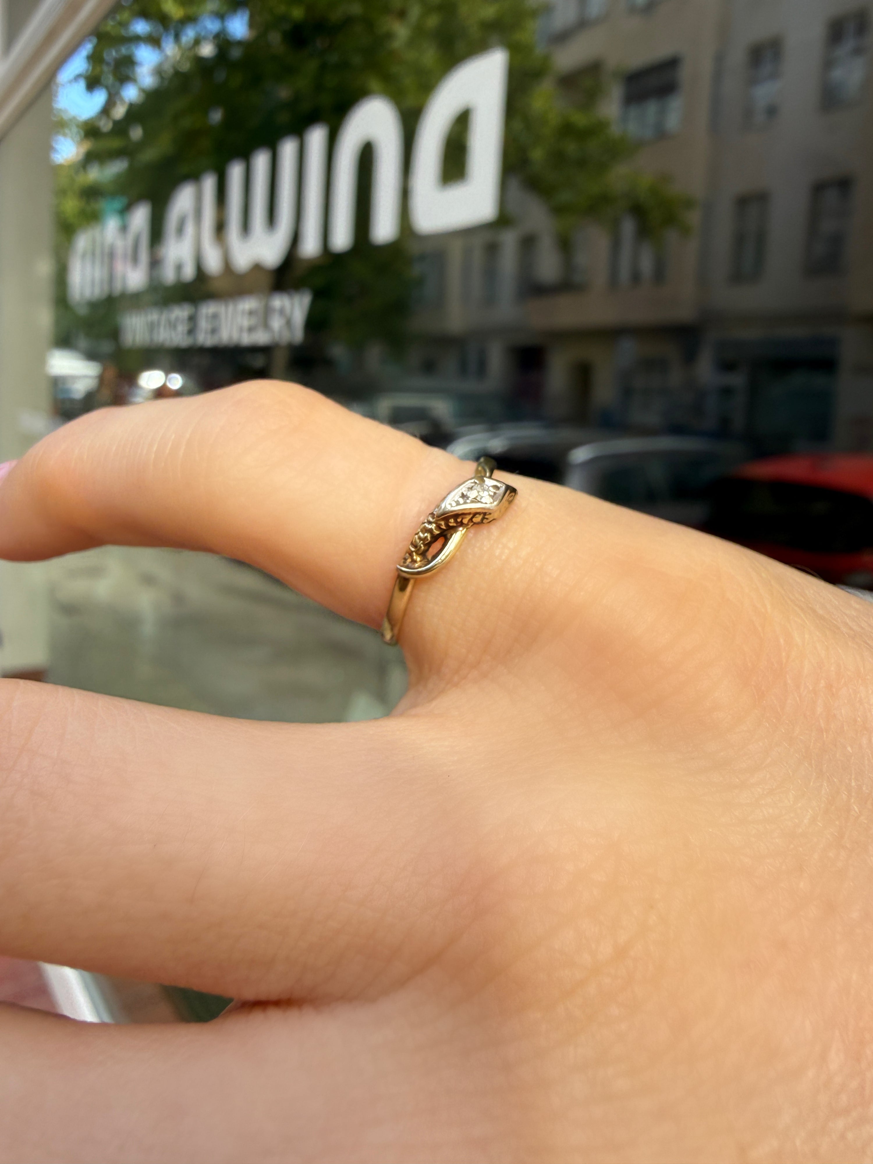 #1188 14k Ring with Pearls & Diamonds - Ring Size 58