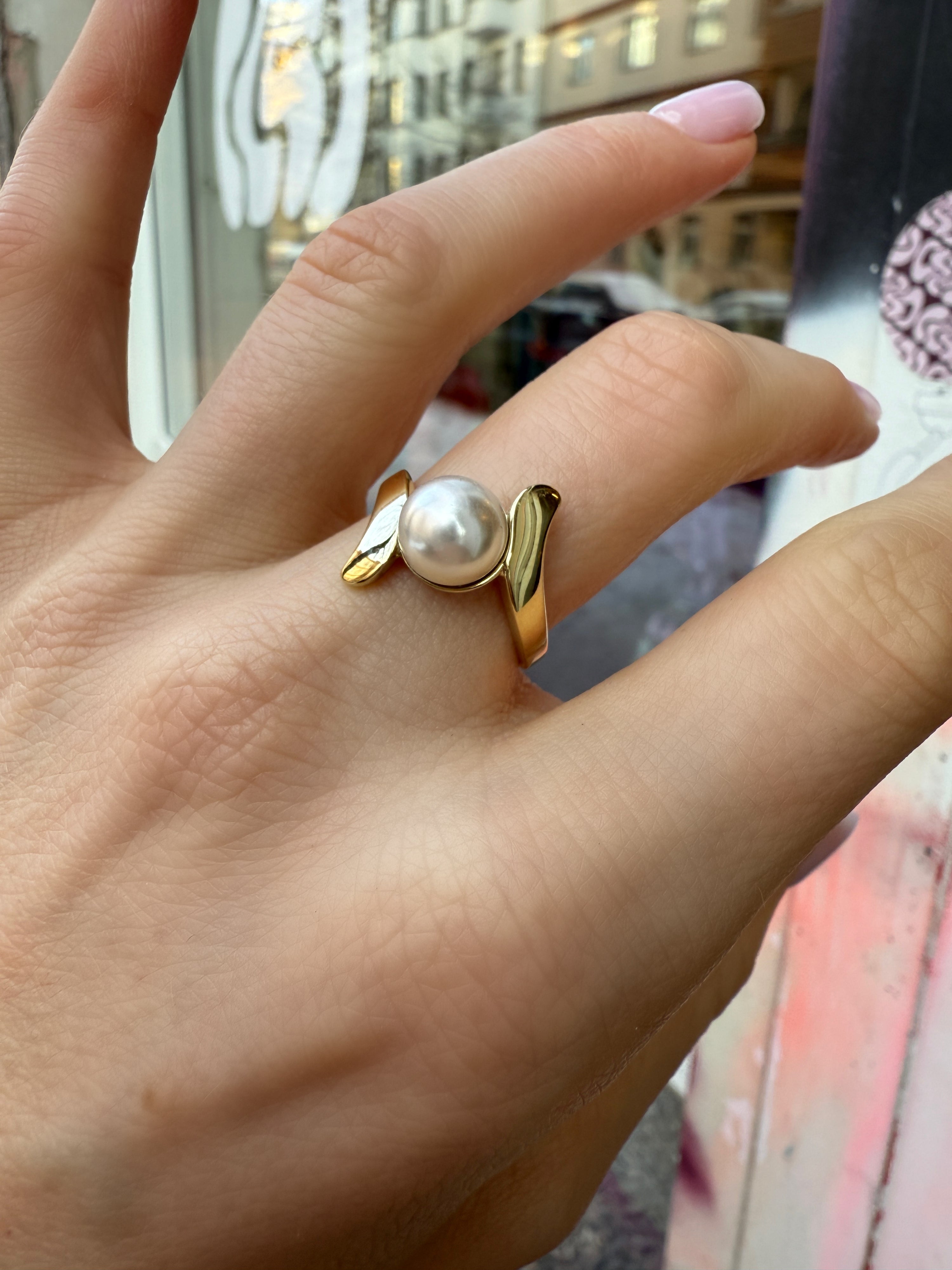 #531 Massiver 8k Ring mit Perle - RG 55