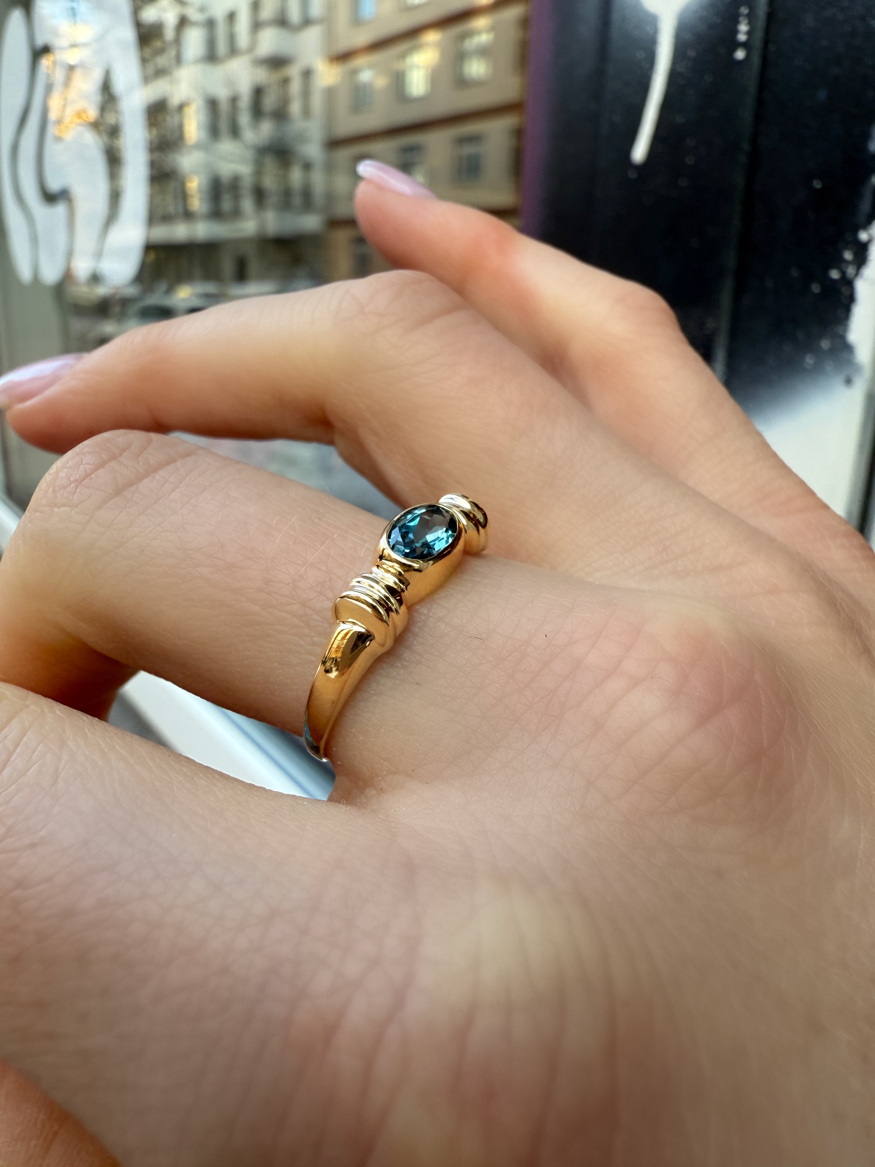 #528 8k Ring mit Aquamarin - RG 61