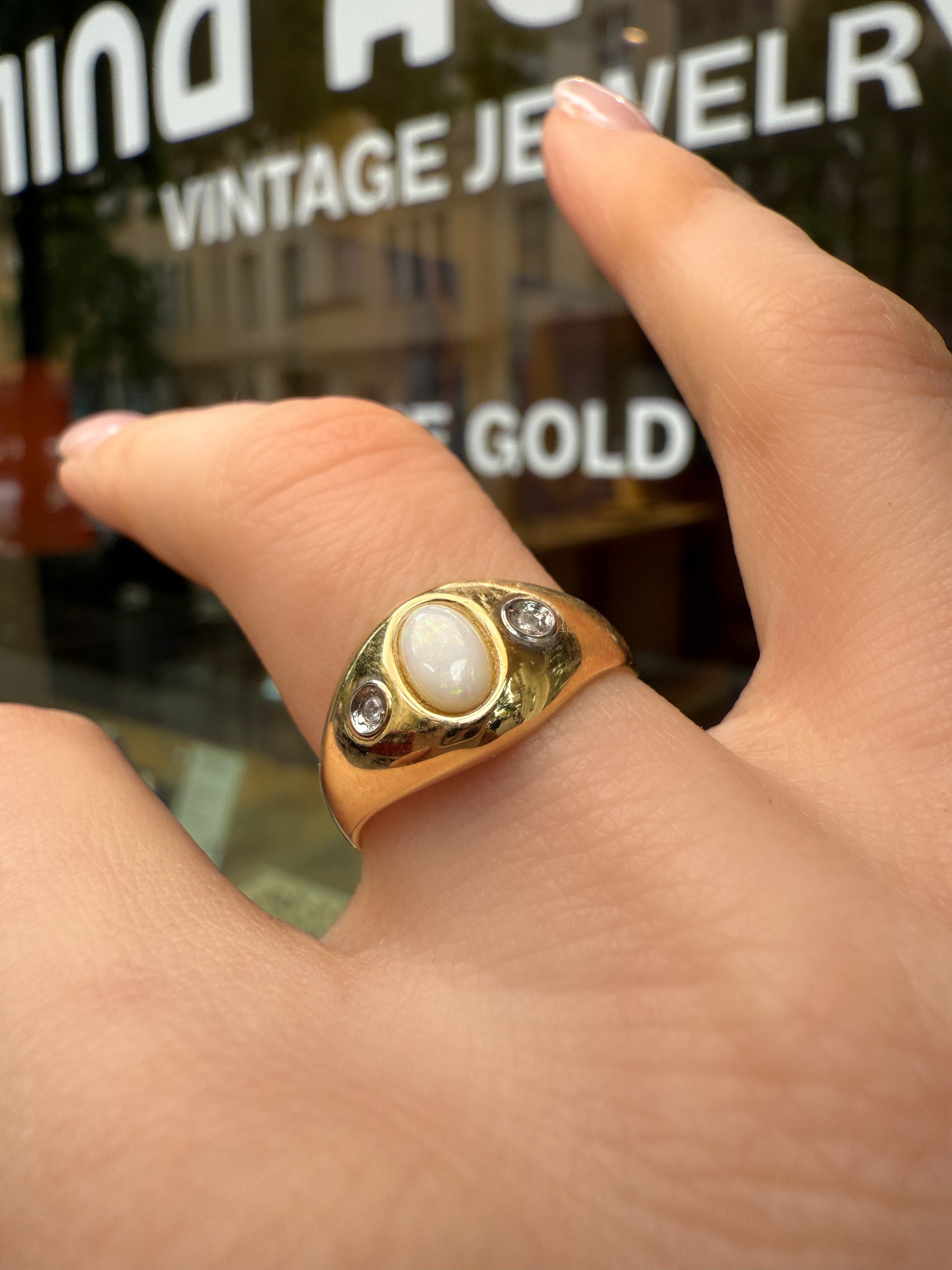#959 8k Ring mit Opal & Diamanten - RG 53