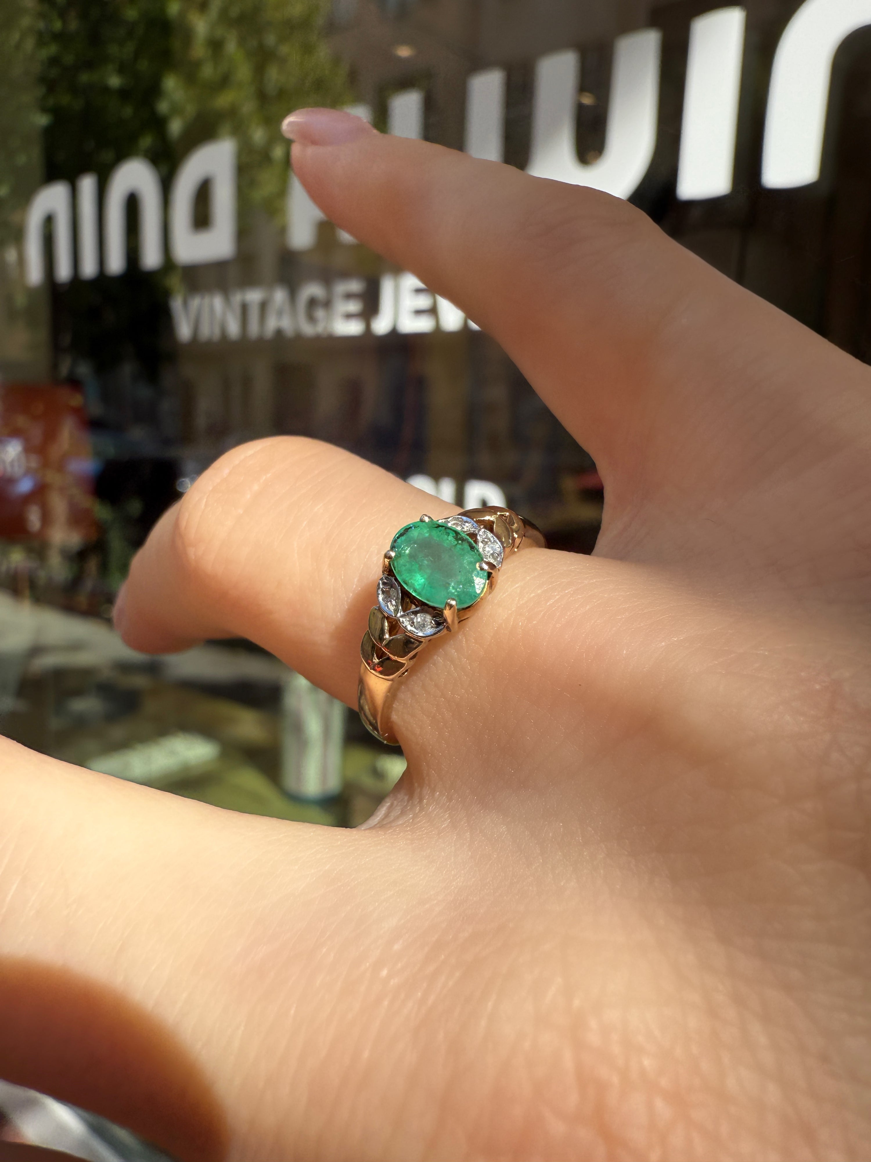 #1188 14k Ring with Pearls & Diamonds - Ring Size 58