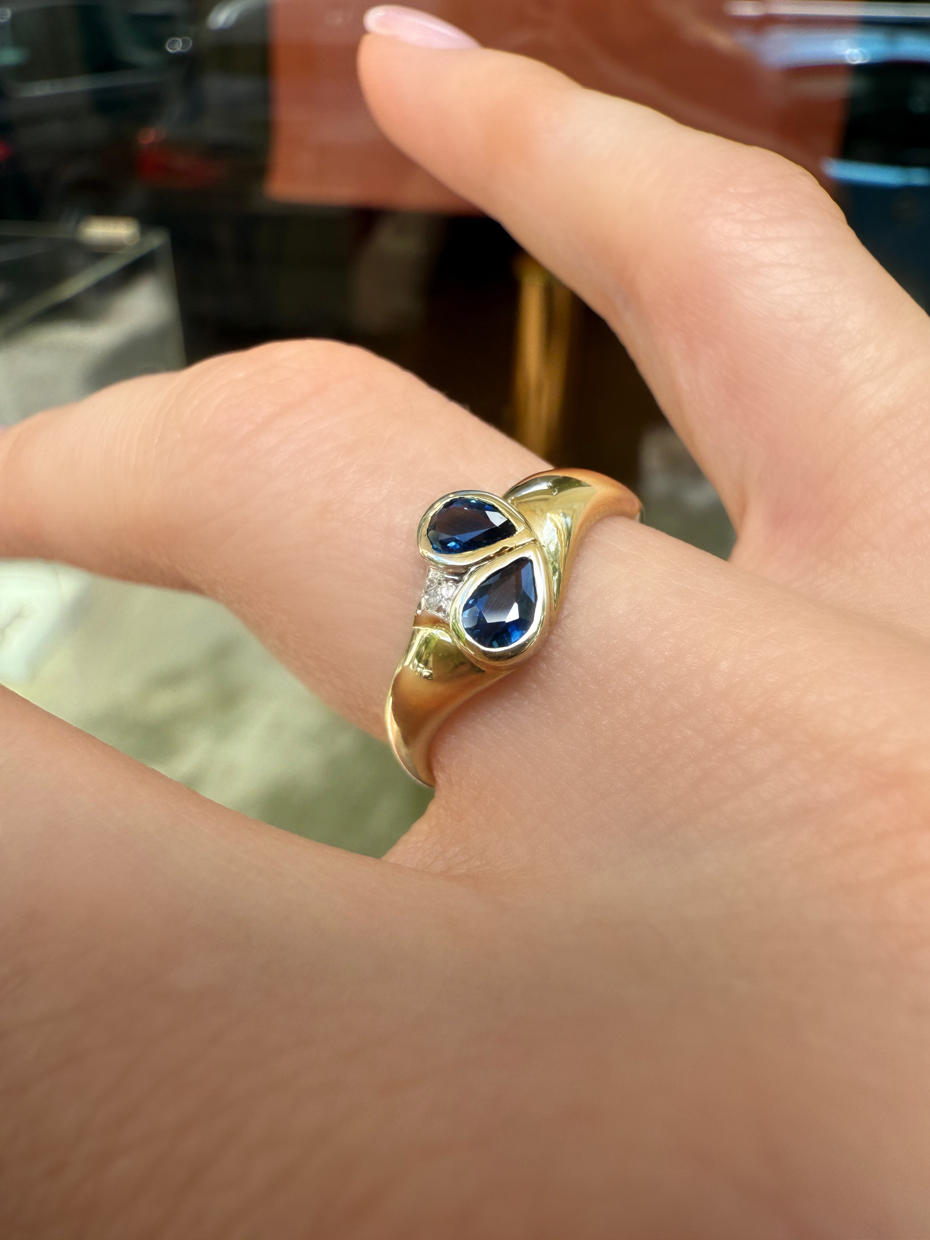 #1193 8k Ring mit Saphir & Diamant - RG 53