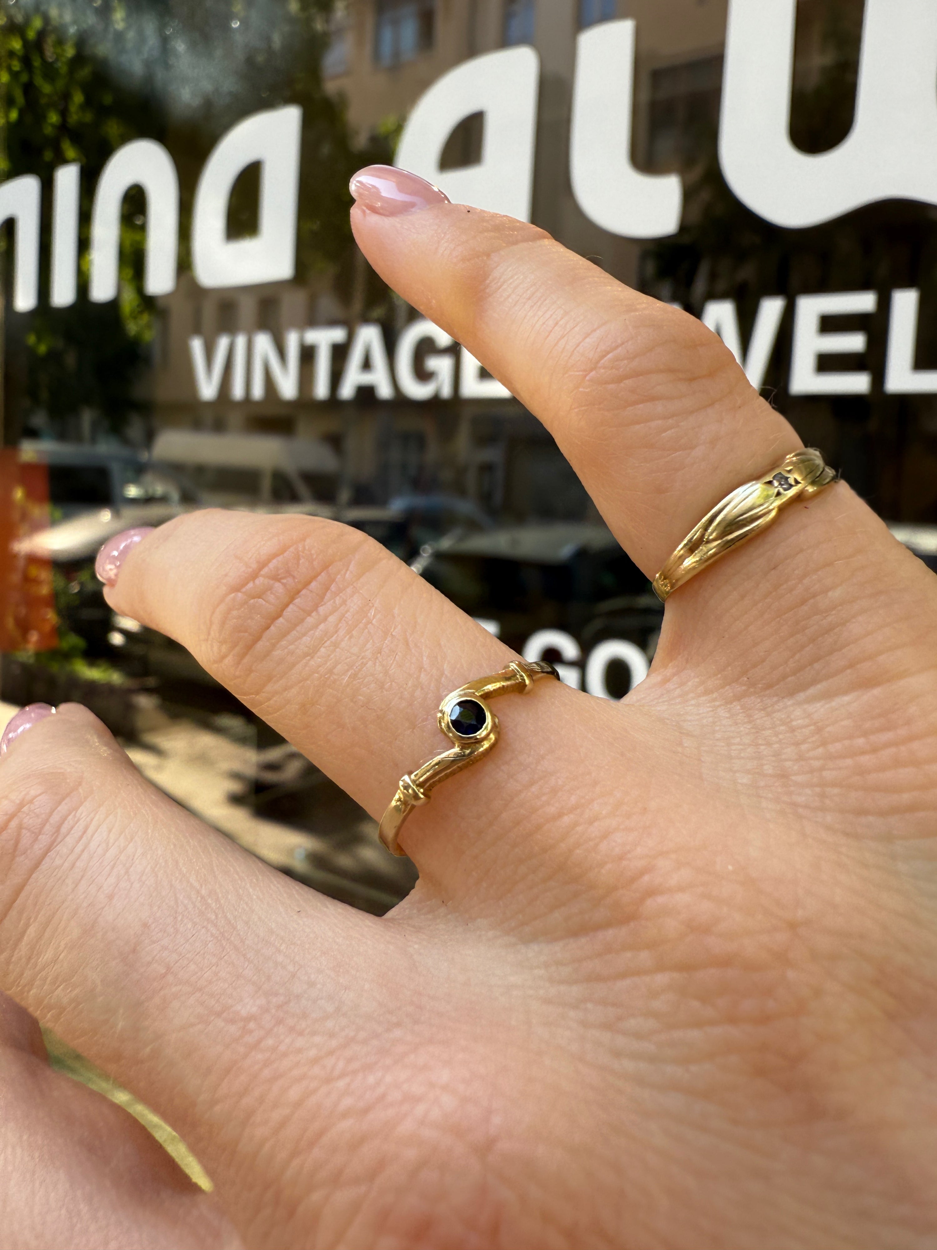 #1176 8k Ring mit Saphir - RG 53