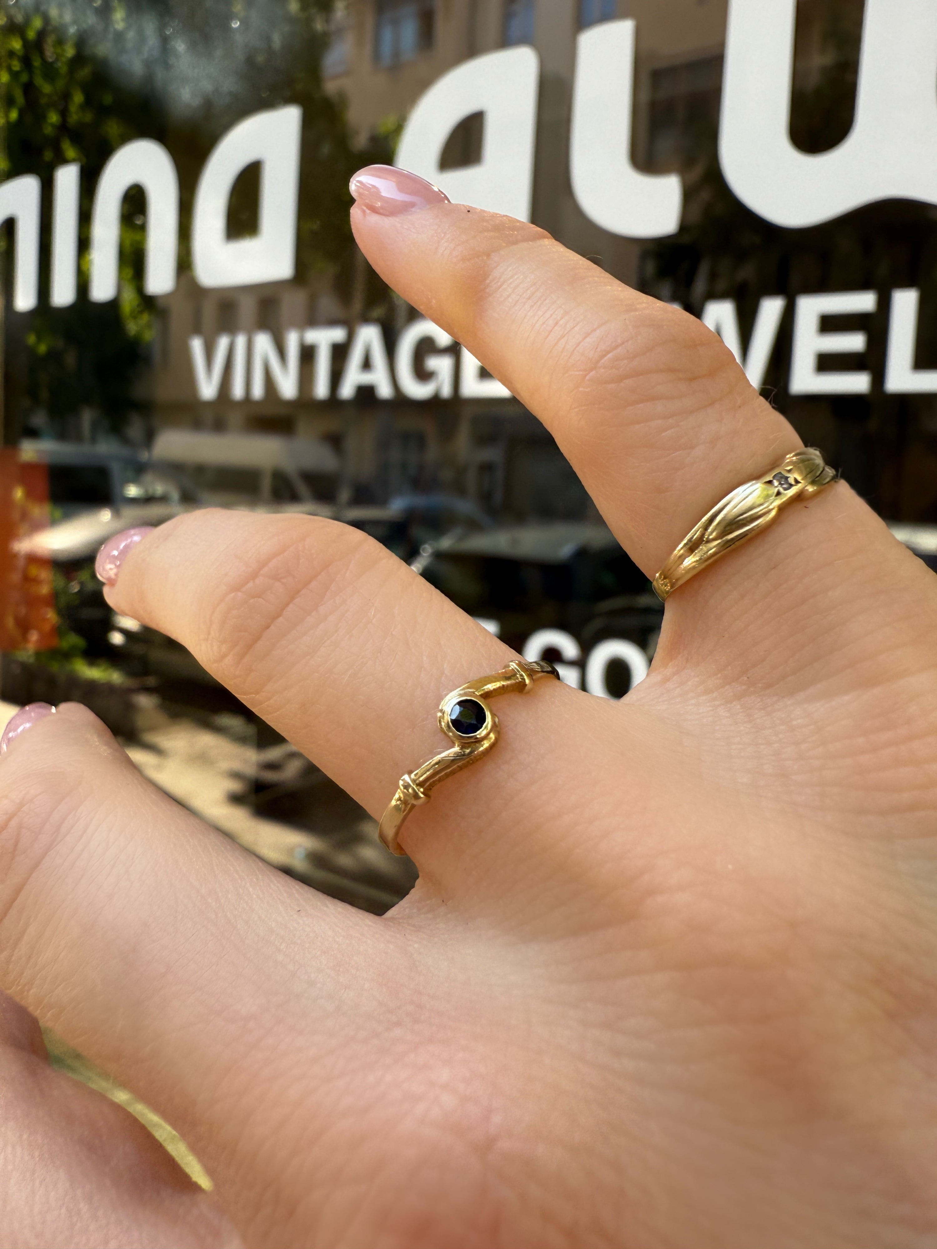 #1176 8k Ring mit Saphir - RG 53