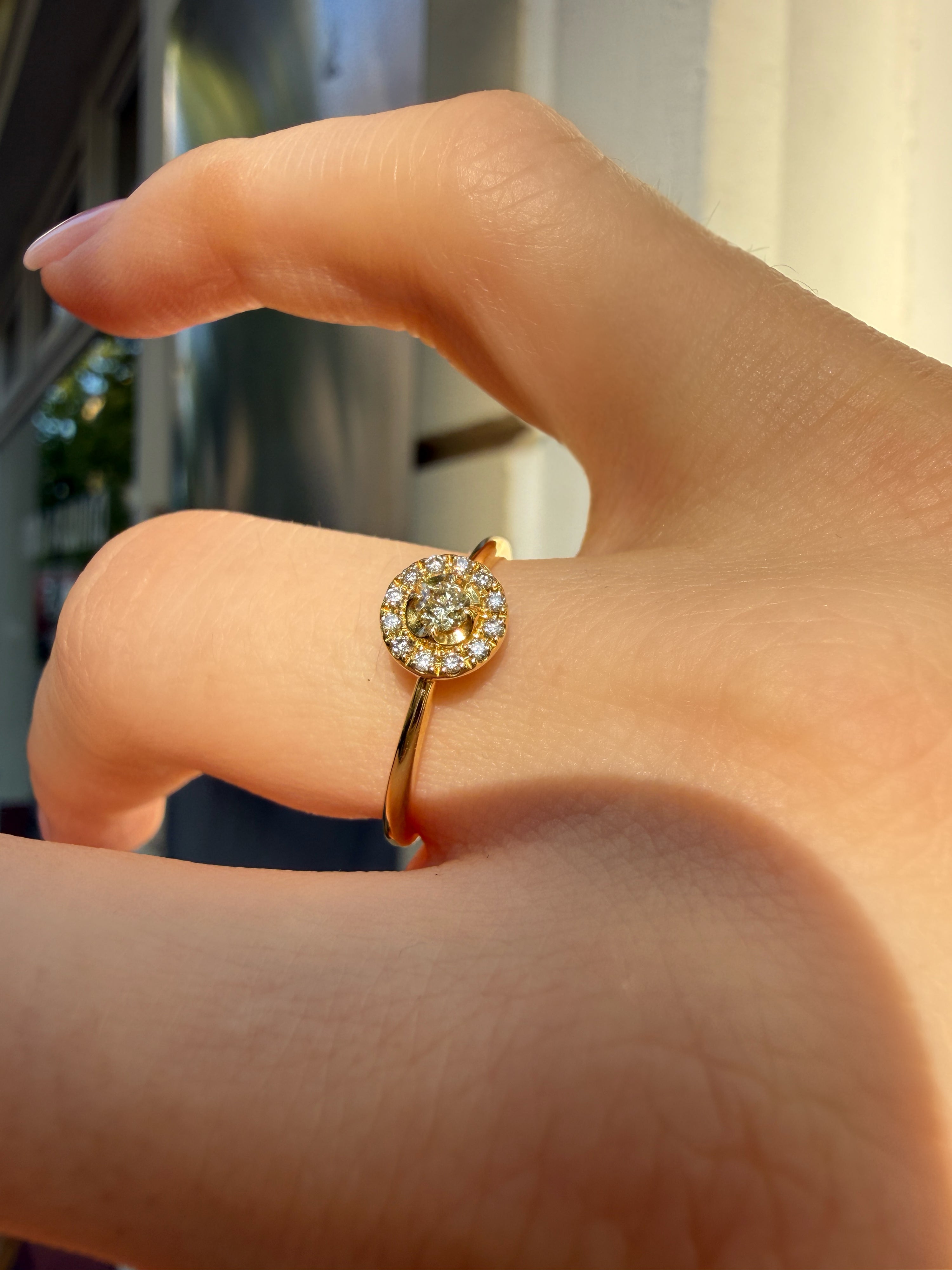 #1420 18k Ring mit 13 Diamanten - RG 53