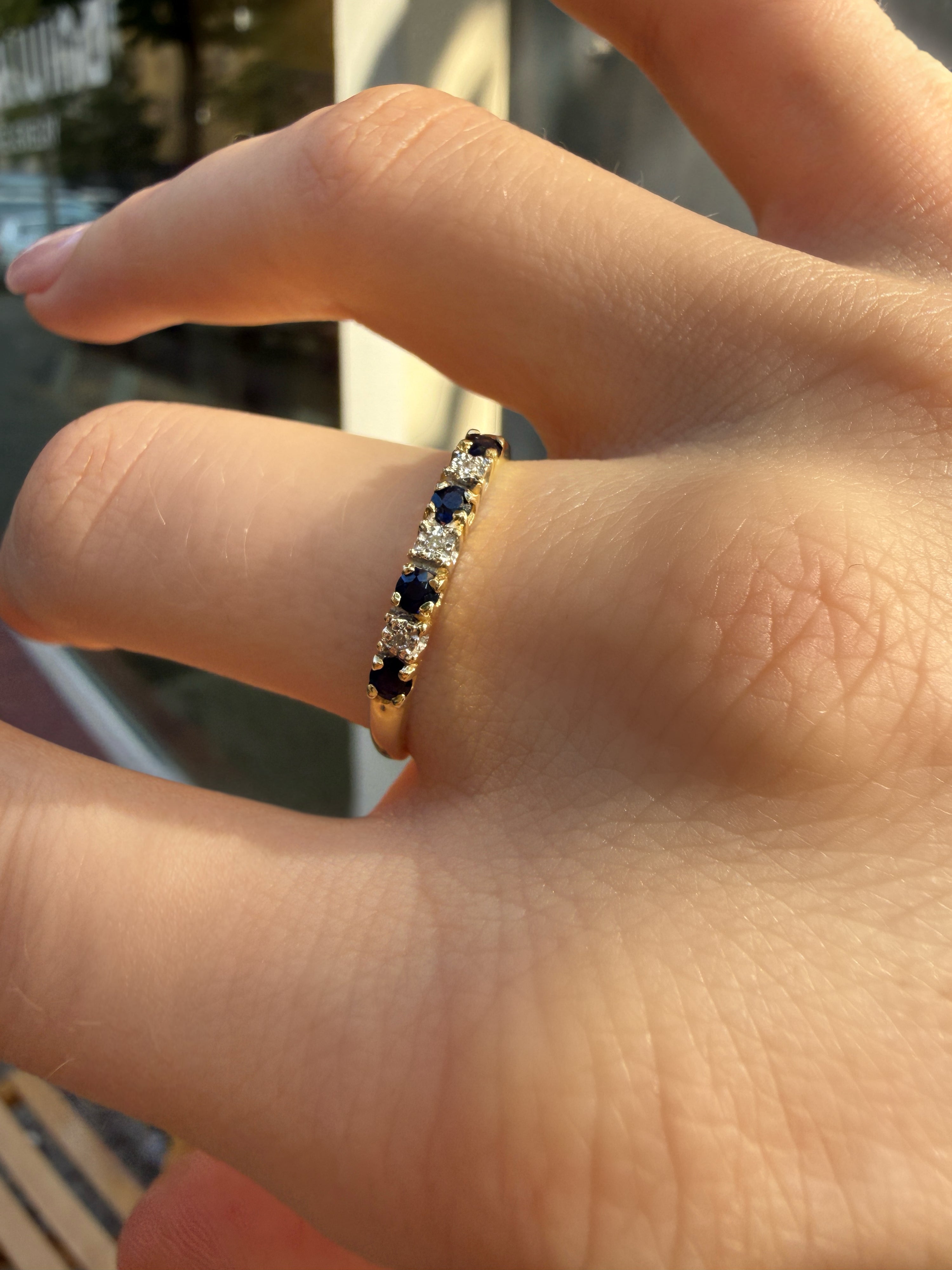 #1415 14k Ring mit Saphiren & Diamanten - RG 61