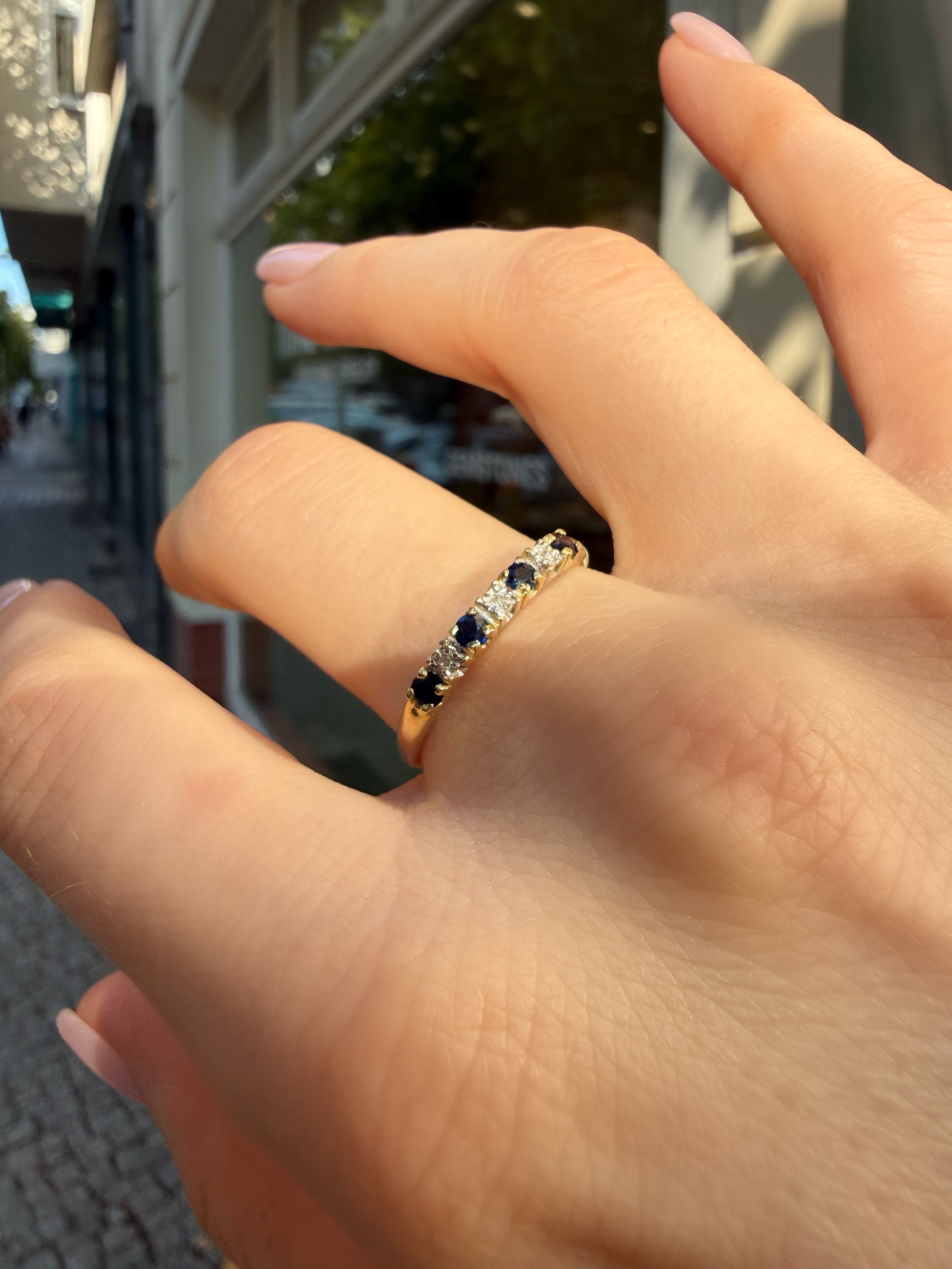 #1415 14k Ring mit Saphiren & Diamanten - RG 61