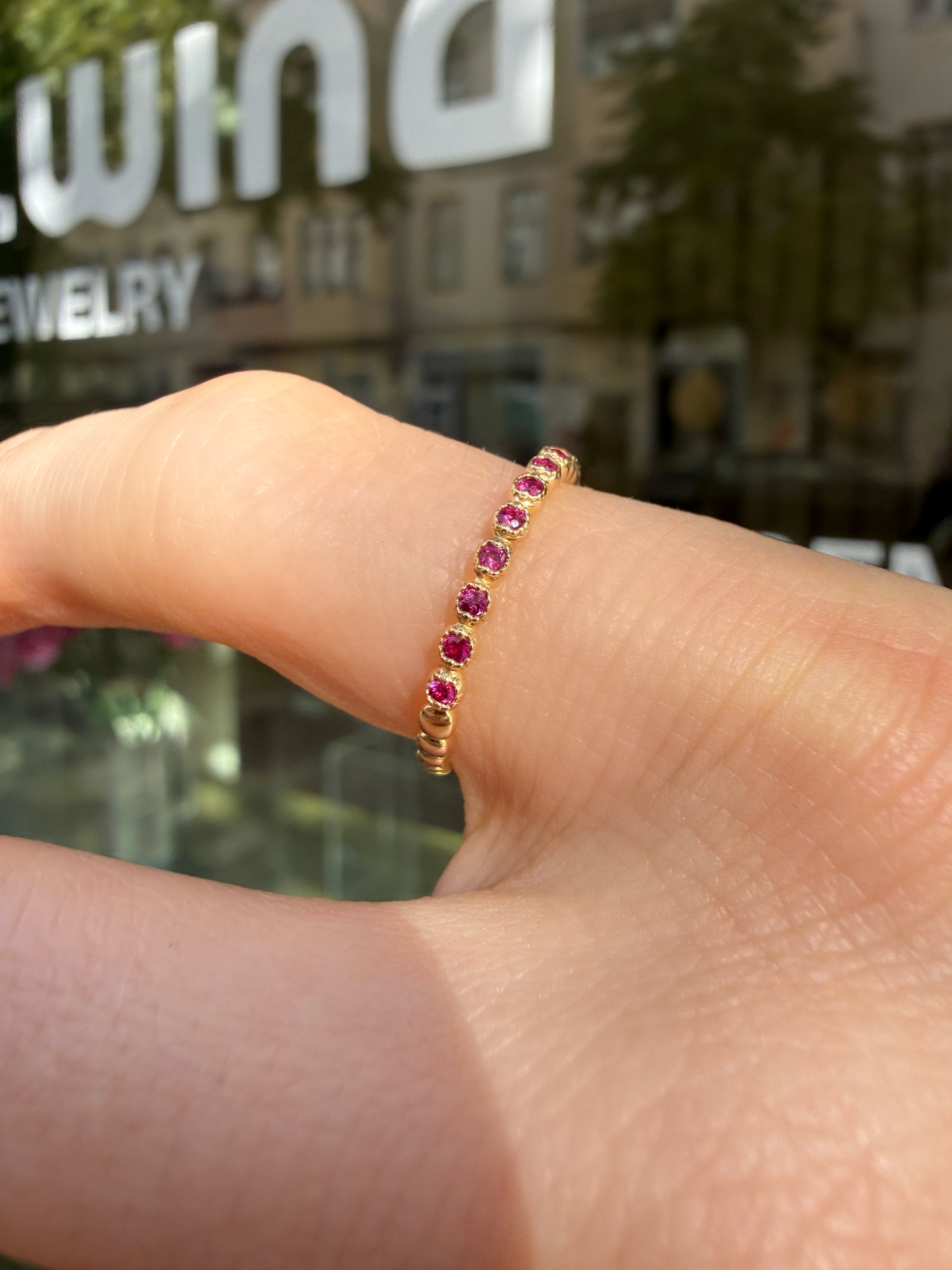#1428 10k Ring with Rubies - Ring Size 49