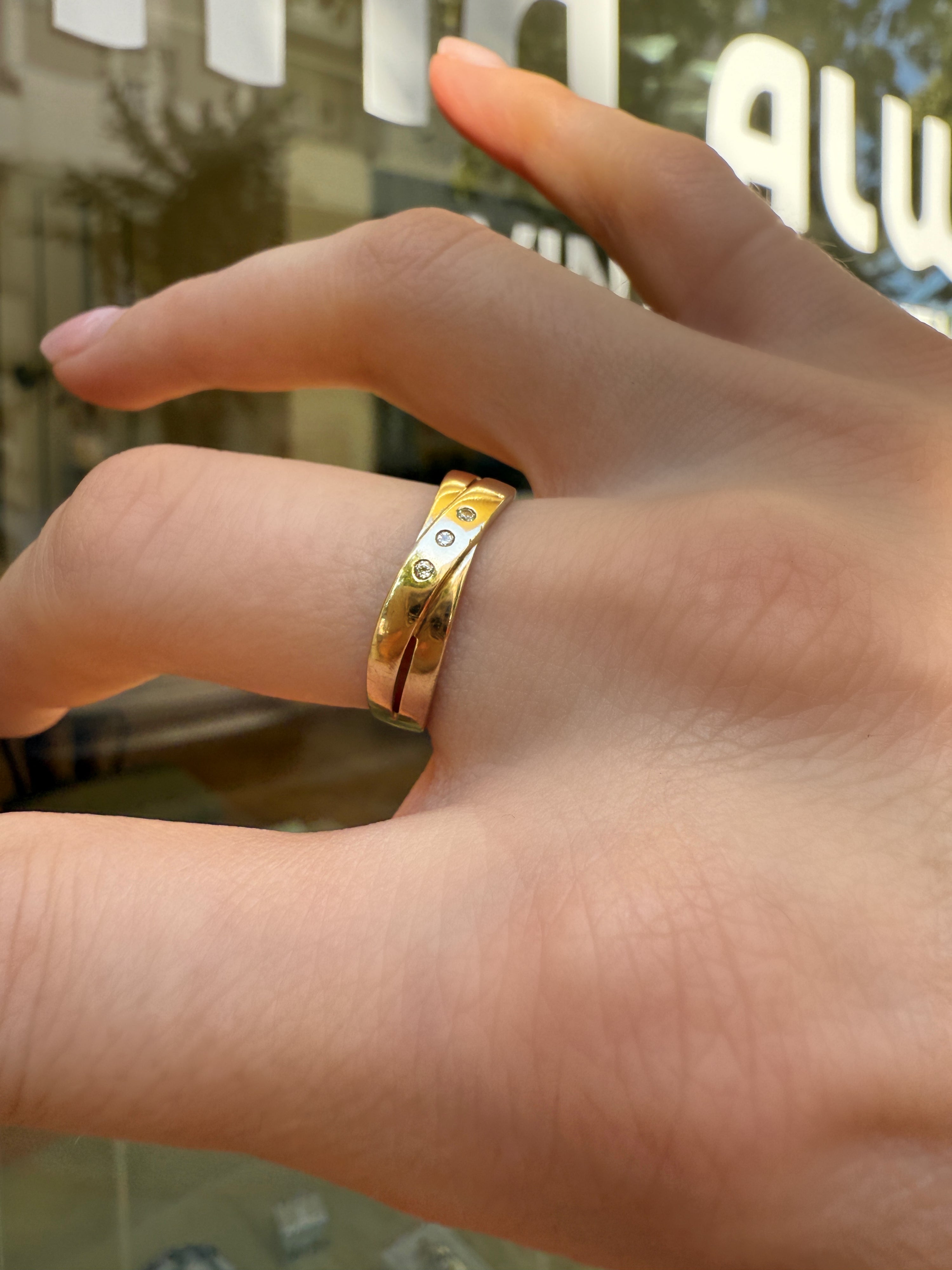 #1188 14k Ring with Pearls & Diamonds - Ring Size 58