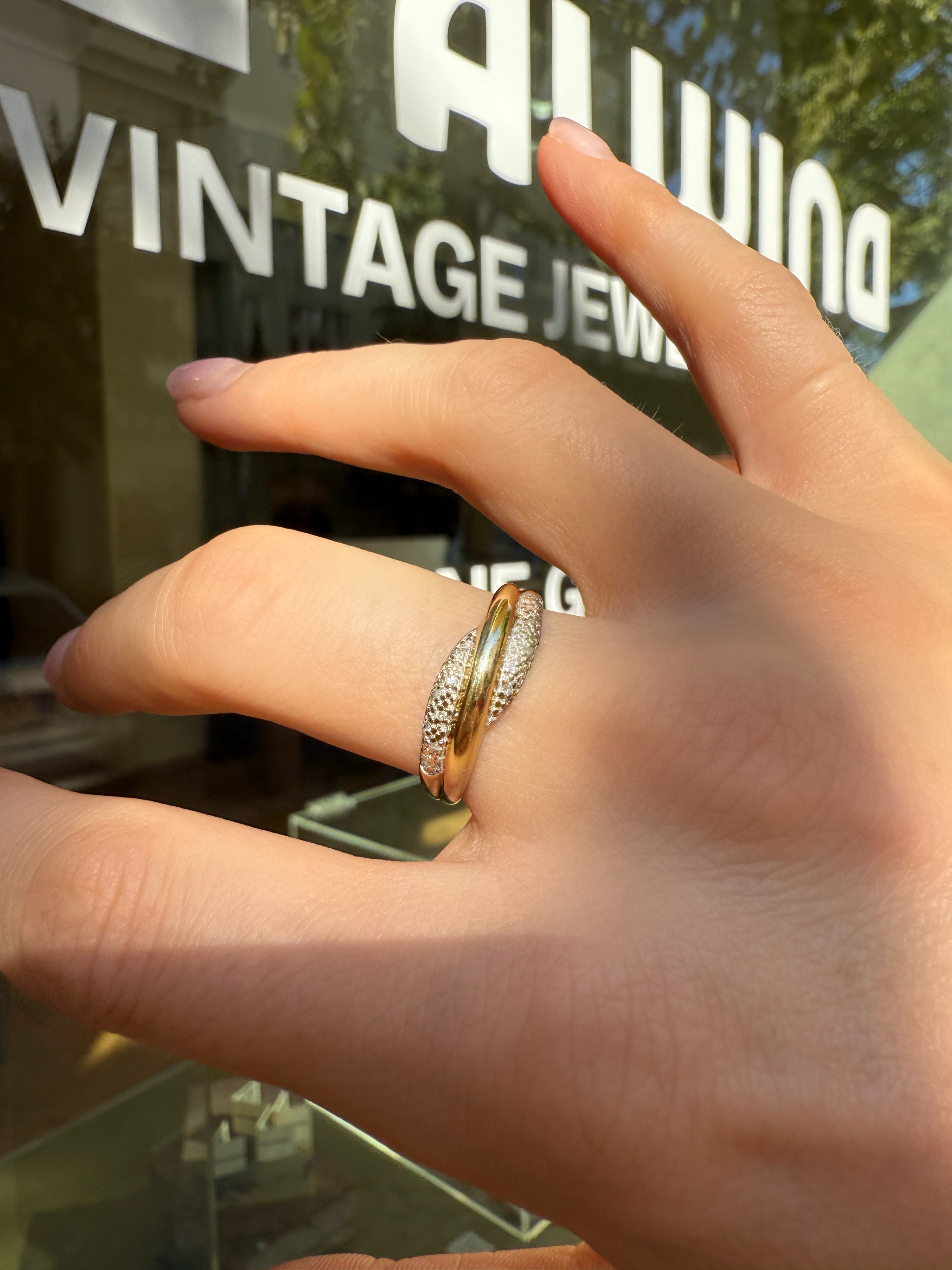 #1188 14k Ring with Pearls & Diamonds - Ring Size 58