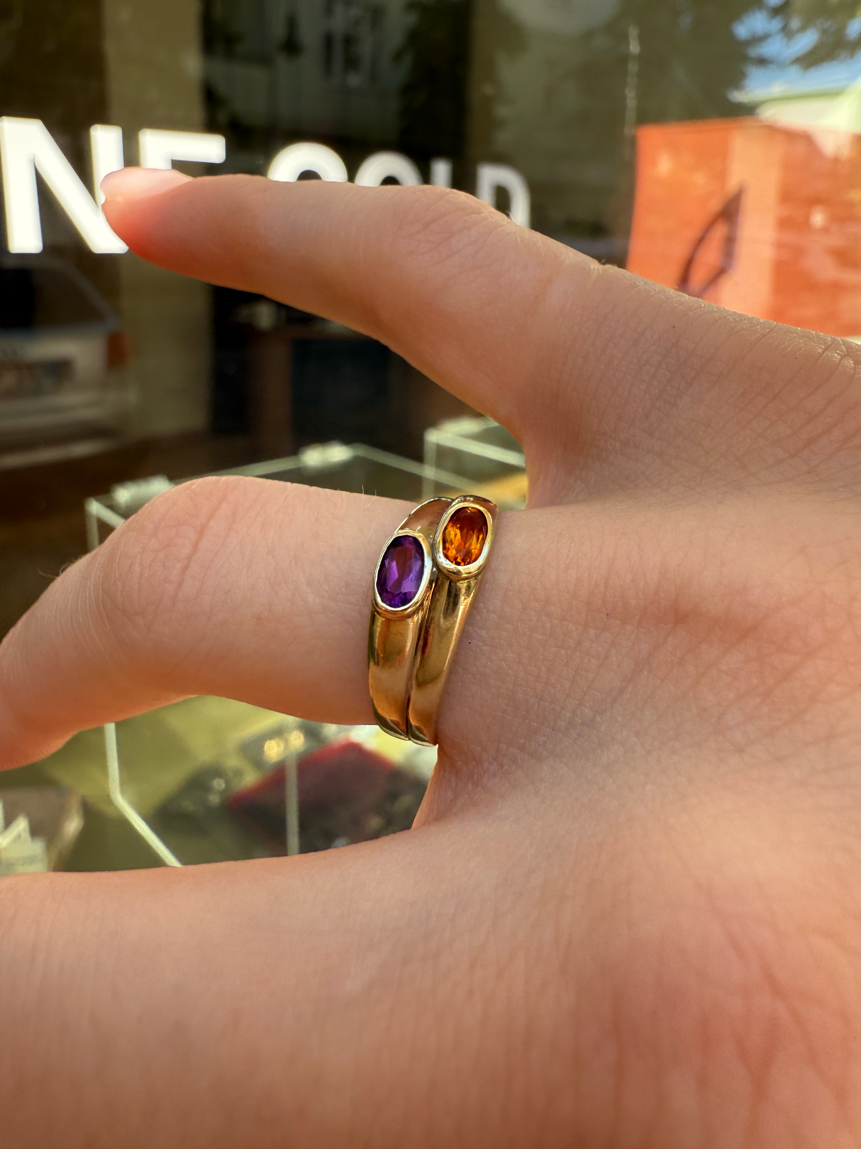 #1257 8k Ring mit Amethyst & Citrin - RG 52.5