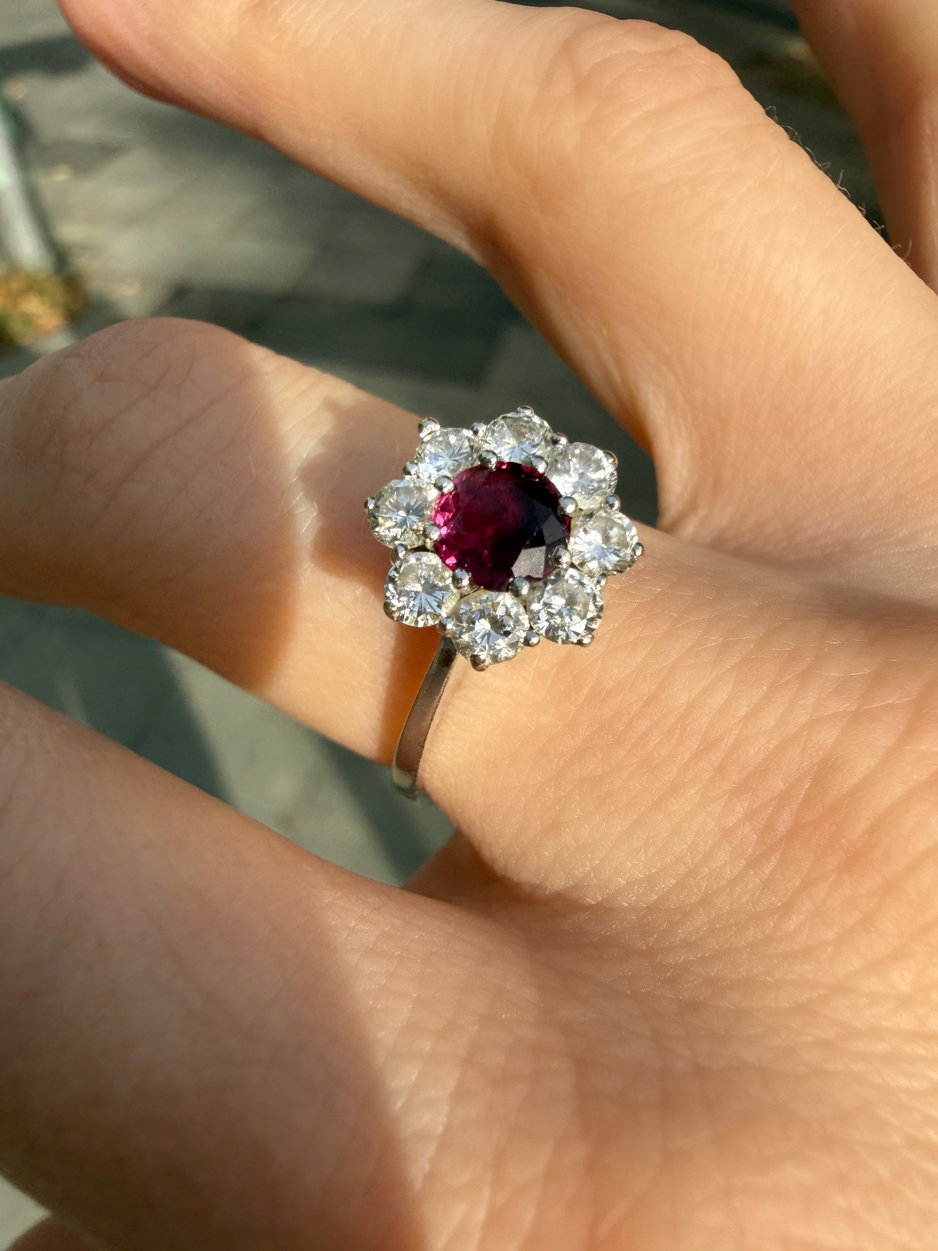 #1412 14k Ring mit Rubin & Diamanten - RG 55