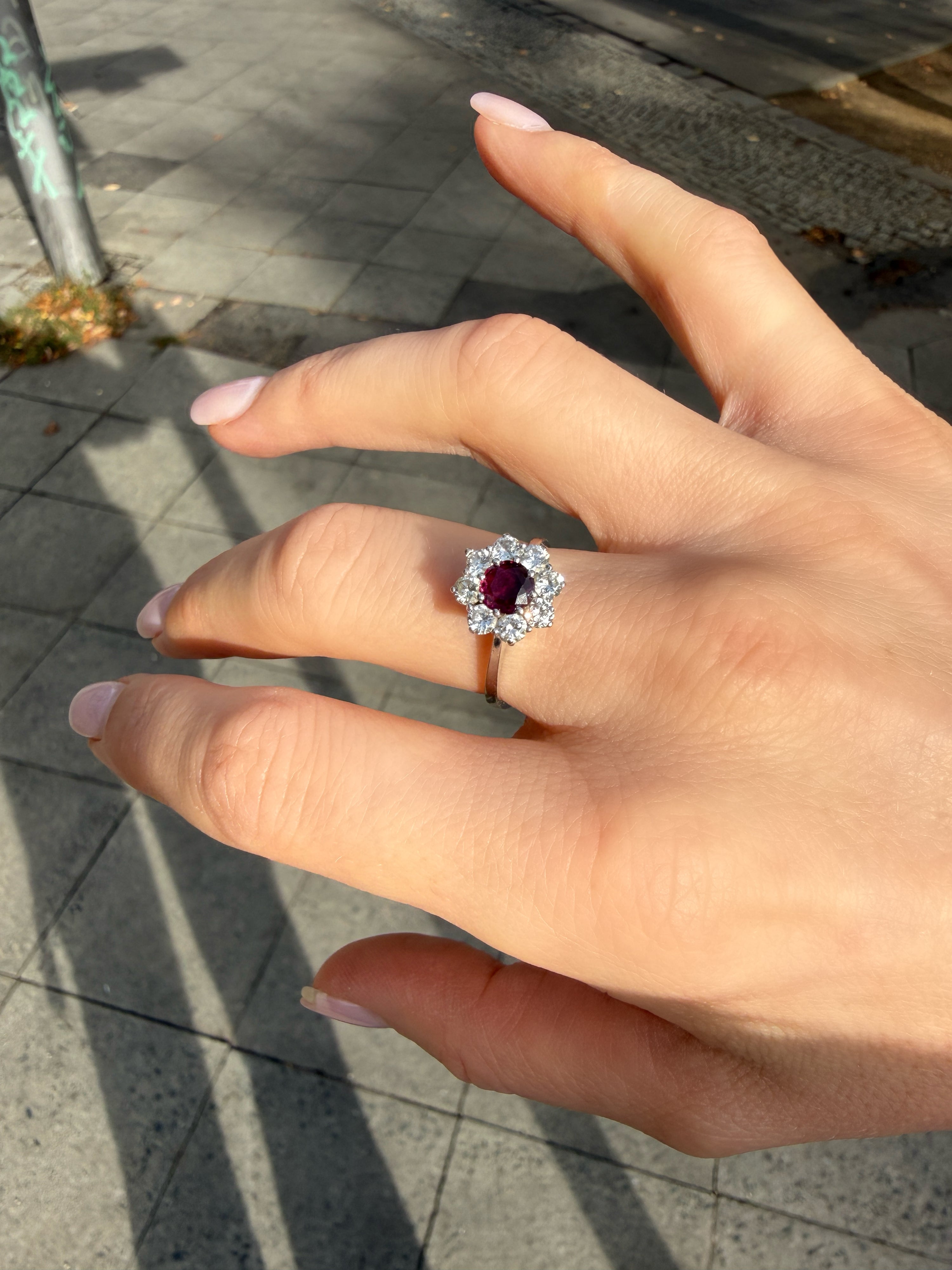#1412 14k Ring mit Rubin & Diamanten - RG 55