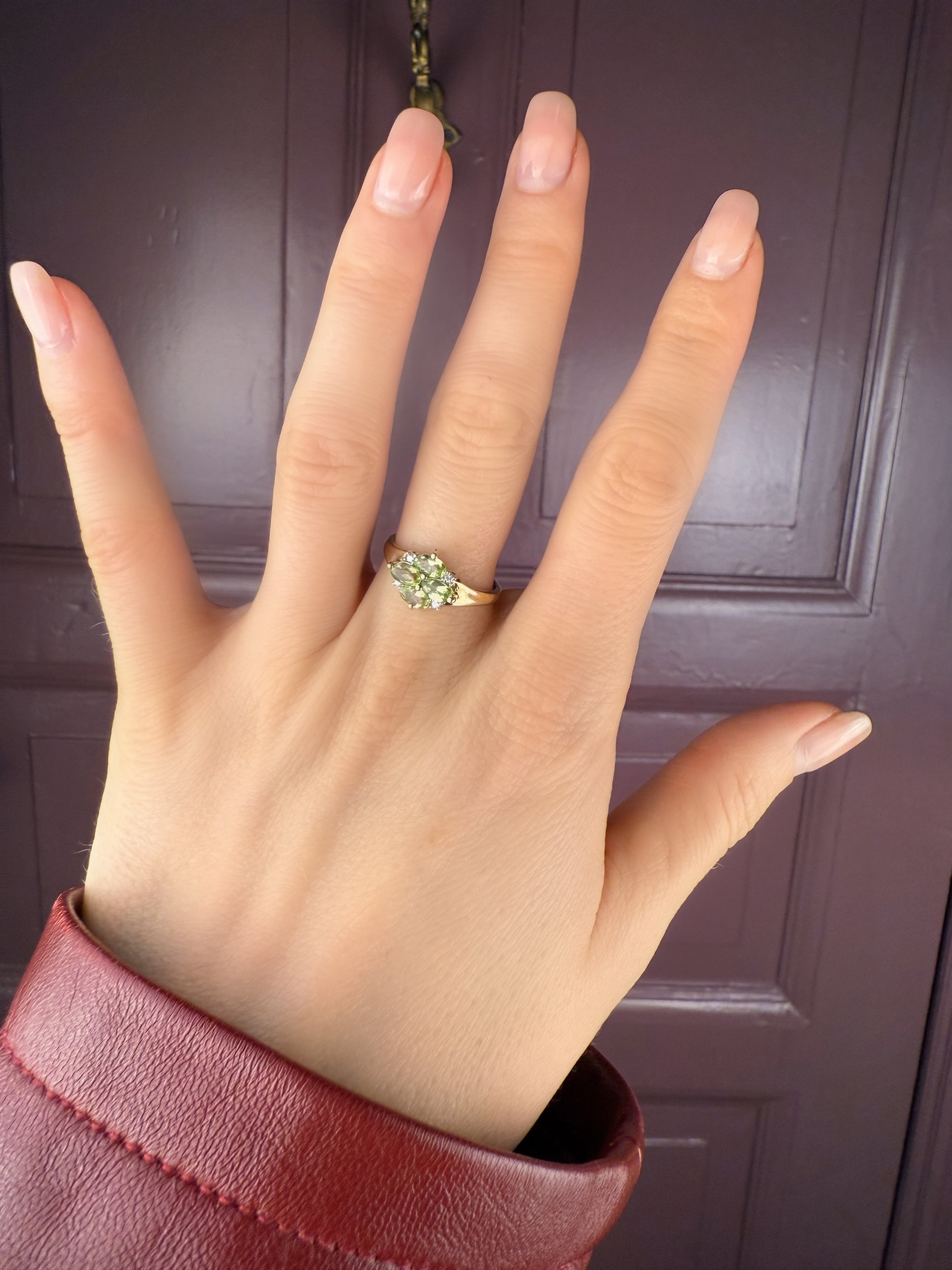 #187 8k Ring mit Prasiolith & Diamant - RG 56