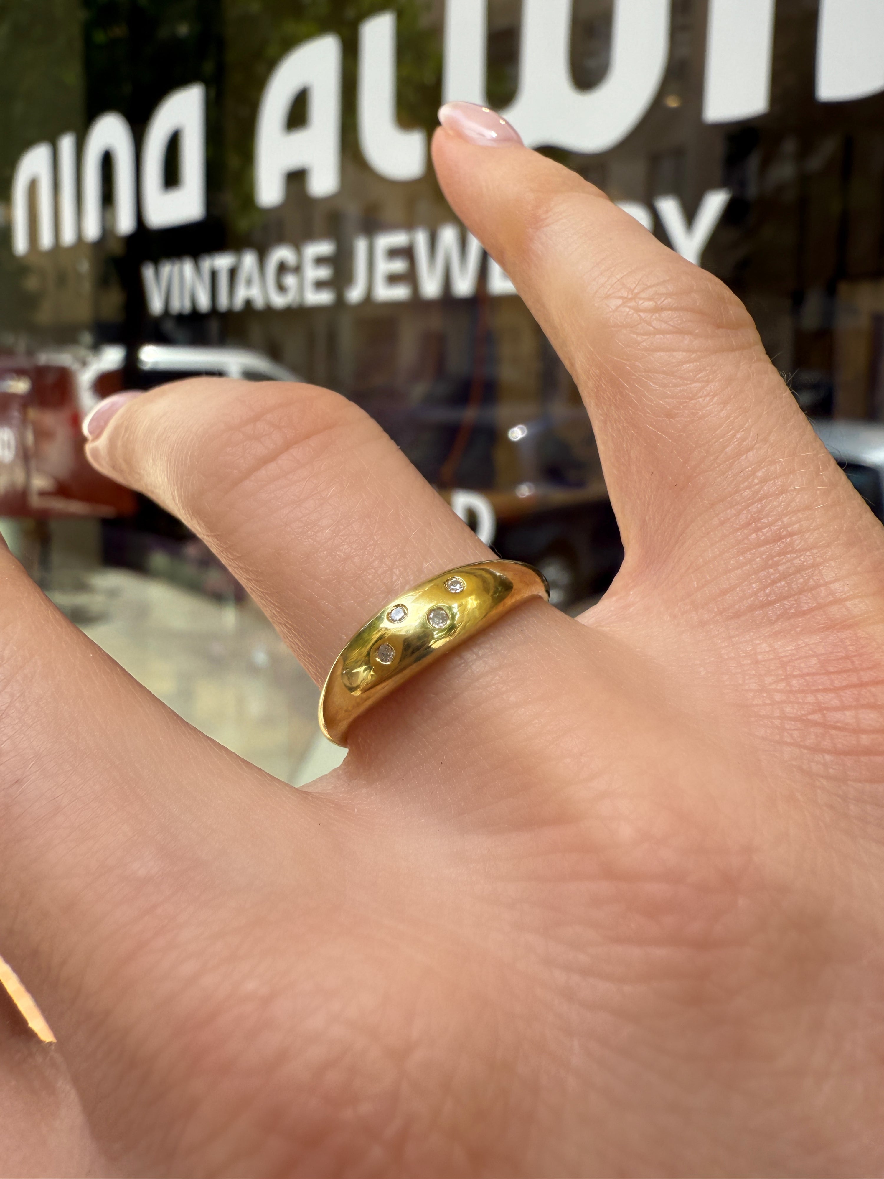 #1080 14k Ring mit 4 Diamanten - RG 54