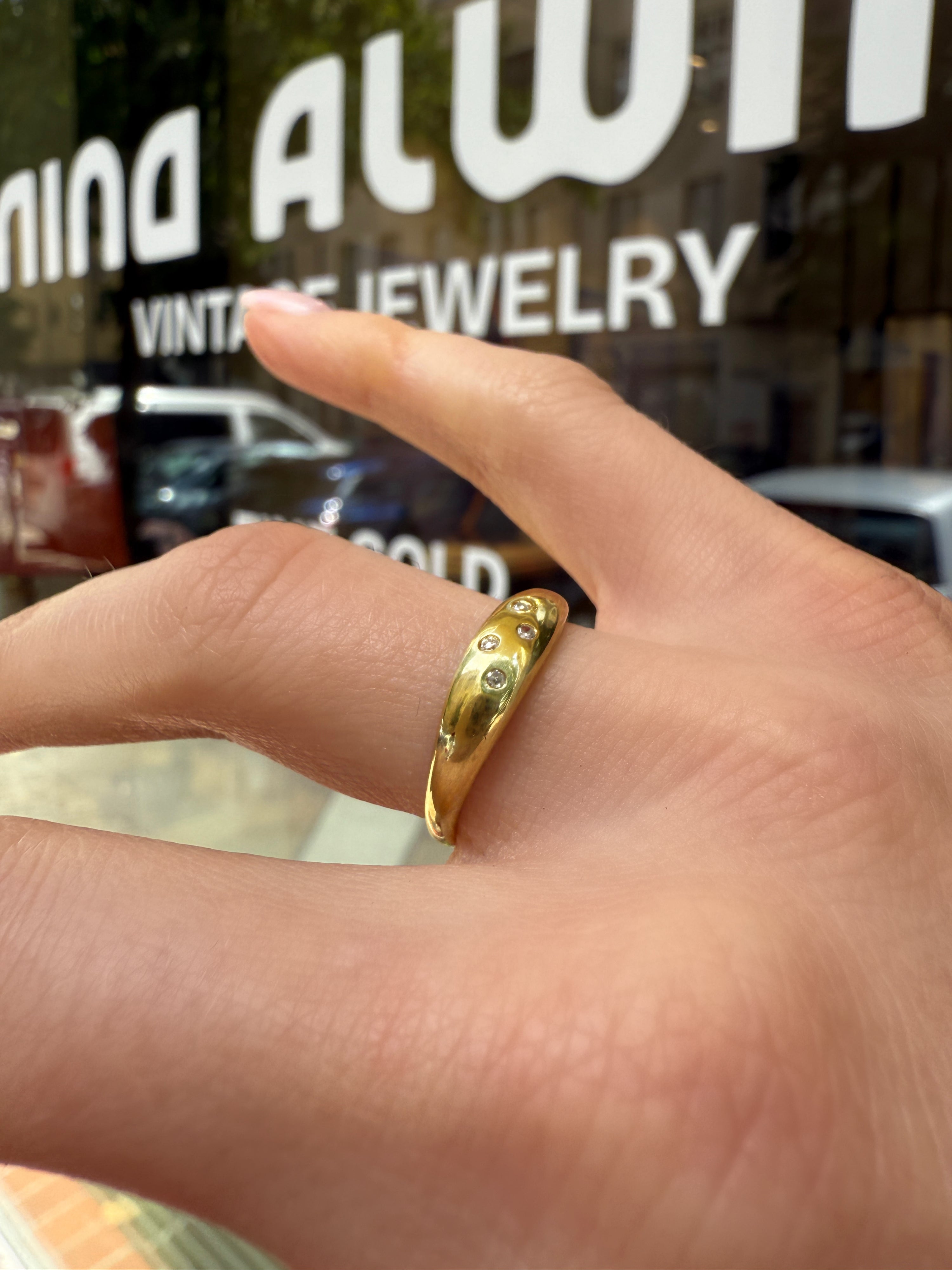 #1080 14k Ring mit 4 Diamanten - RG 54