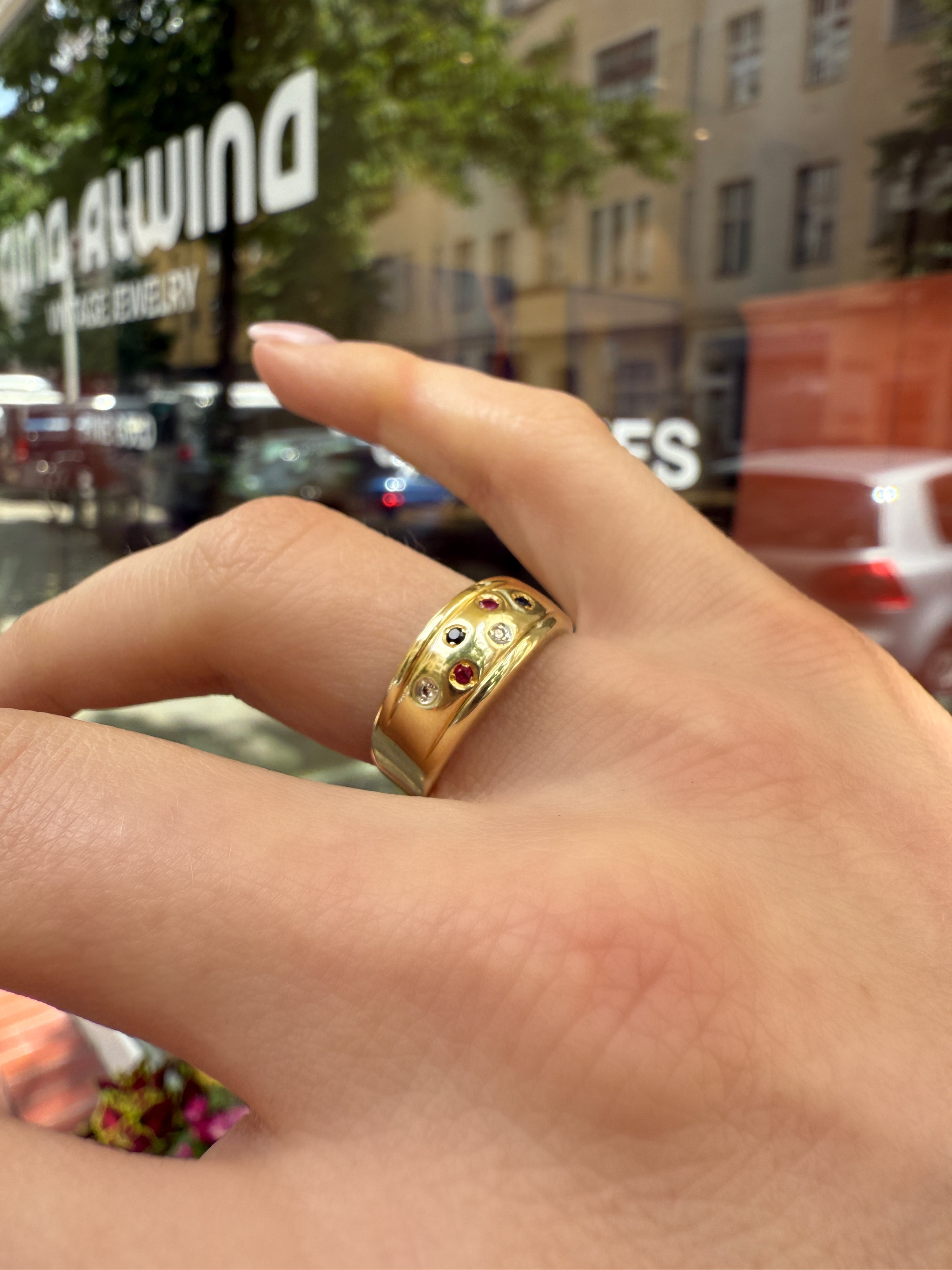 #1063 8k Ring mit Diamant, Rubin, Saphir - RG 58